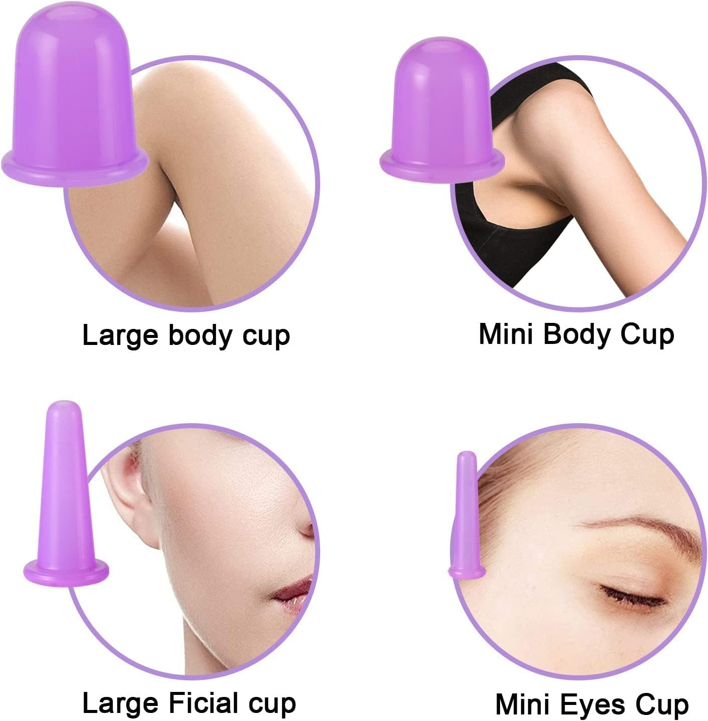Facial Cupping Set Silicone Cupping Therapy Sets 7Pcs Anti-Cellulite Cup Vacuum Suction Massage Cups with Storage Bag for Muscle,Nerve,Joint Pain Relief and Cellulite Blaster Massage