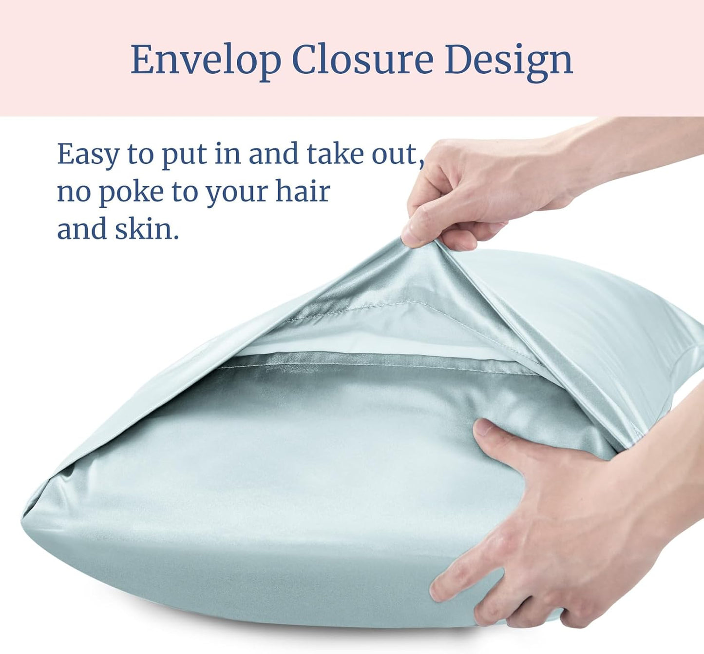 BEDELITE Satin Pillowcase for Hair and Skin, Super Soft Similar to Silk Pillow Cases 4 Pack with Envelope Closure, Cooling Pillowcases for Women Men (20"x30" Queen Size, Stone Blue)
