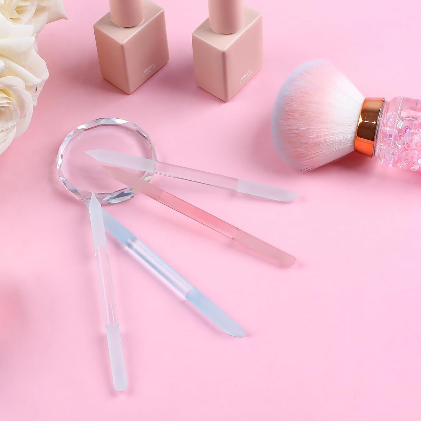 4Pcs Glass Cuticle Pusher, Crystal Cuticle Pusher Glass File, Dual-Ended Manicure Stick, Professional Precision Filing Cuticle Remover, Manicure Pedicure Tools for Nails and Cuticles Care…