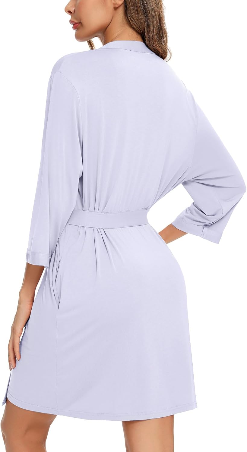 Samring Women's Lightweight Robe Soft Kimono Robes Short Bathrobe for Women Sleepwear