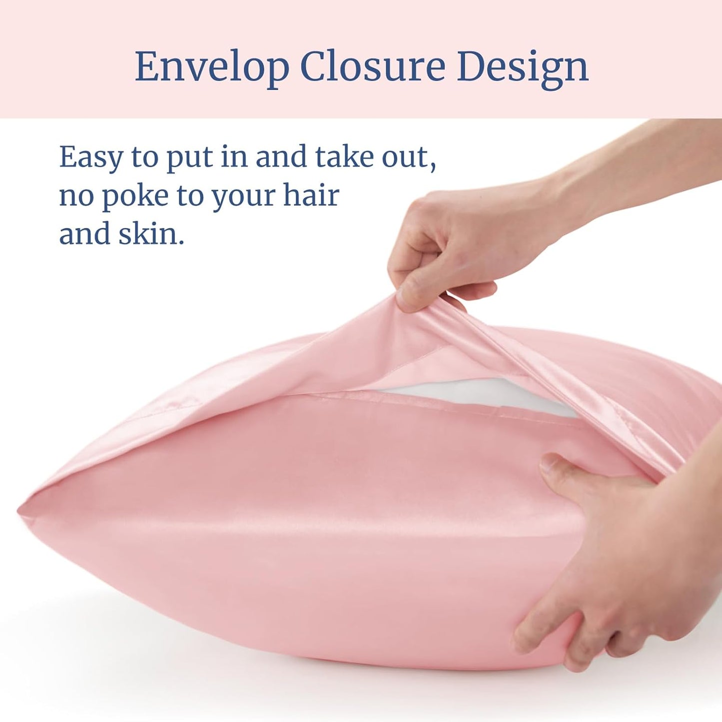 BEDELITE Satin Pillowcase for Hair and Skin, Super Soft Similar to Silk Pillow Cases 4 Pack with Envelope Closure, Cooling Pillowcases for Women Men (20"x26" Standard Size, Pink)