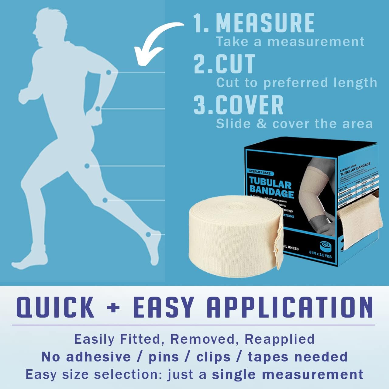 EVERLIT Elasticated Tubular Support Bandage | Stockinette Tubing for Large Arm, Knees, Legs | Light to Moderate Compression Bandage Roll For Tissue Support (Size E | 3.5" x 11 yd)