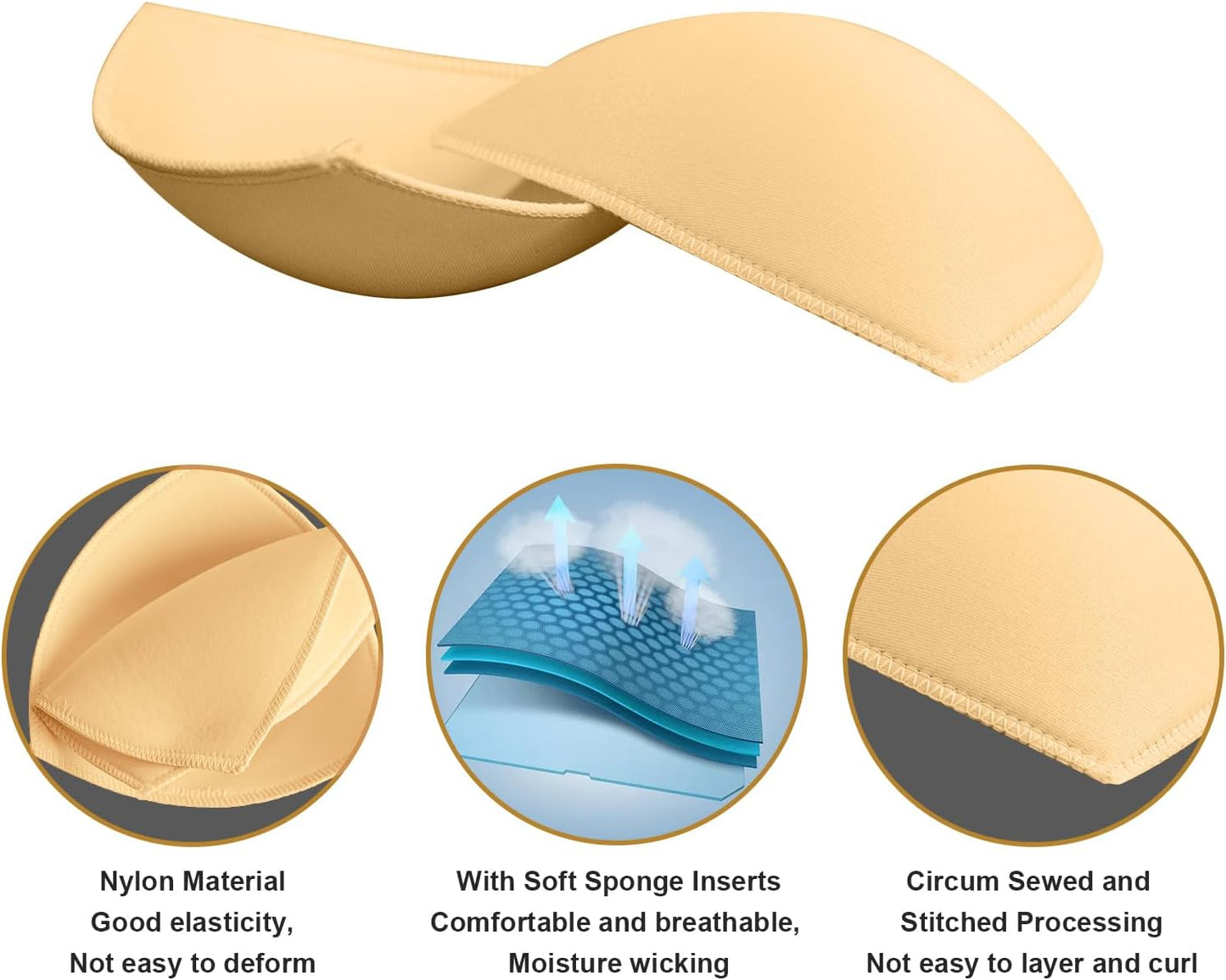 Bra Pad Insert,Removable Sport Bra Cup Triangle Breathable & Reusable Bra Pad for Yoga Bra,Swimsuits,Bikini