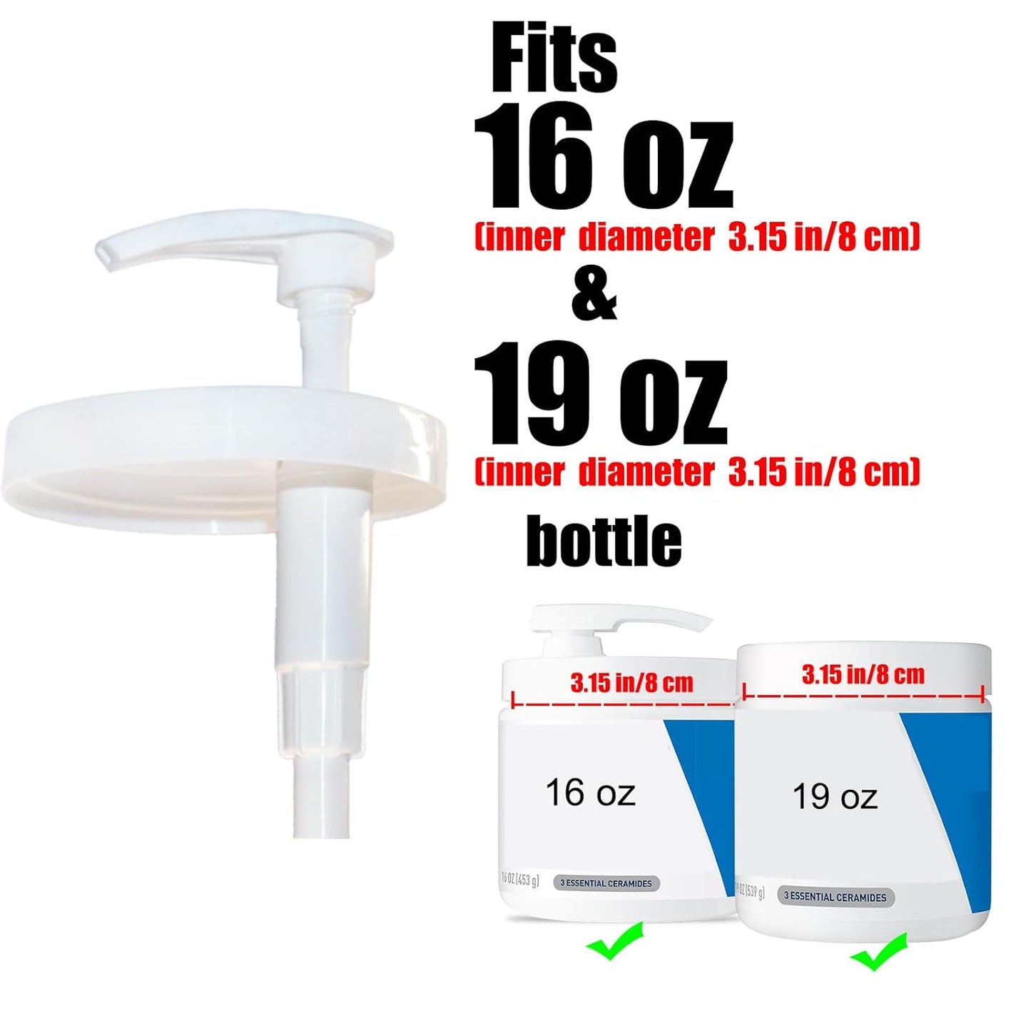 Pump Lid Compatible with Moisturizing Cream, Easy Install Body and Face Moisturizer Pump, for 3.15in/8cm, 2 Pack with a Spatula