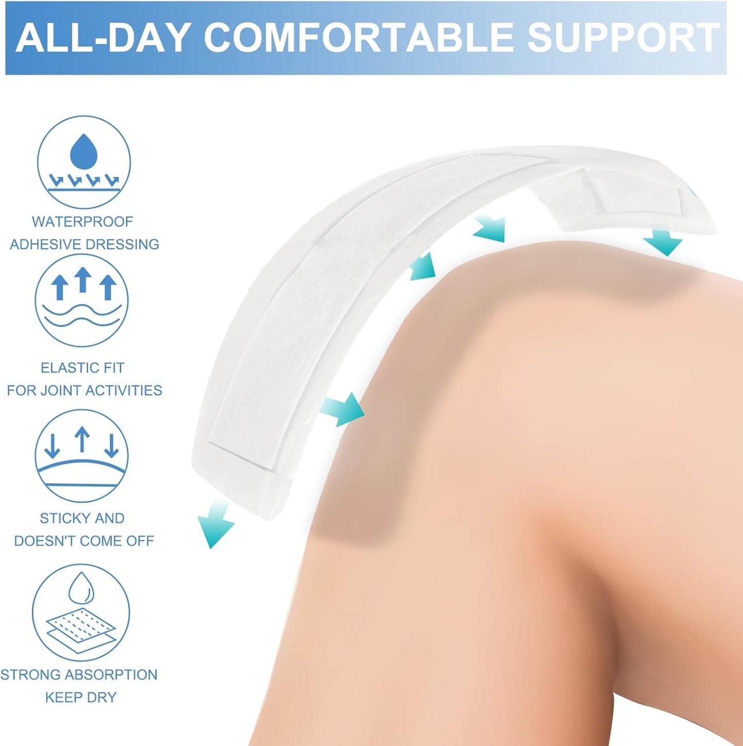 30 Pack 4"x14" Waterproof Adhesive Island Dressing for Post-Surgery Recovery | Sterile Bordered Gauze Bandages with Non-Stick Pad for Knee/Hip Replacement, Surgical Incision Care & Shower Protection