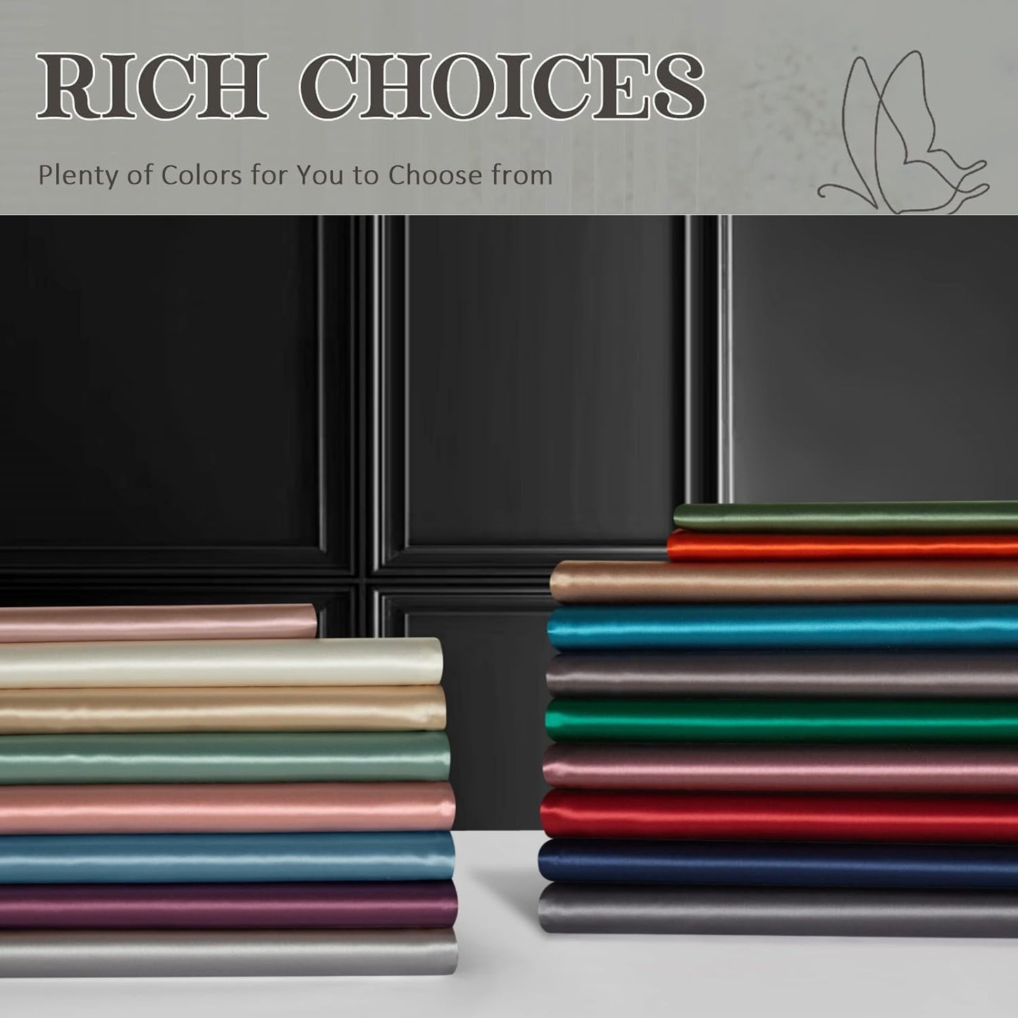 Juwenin Bedding,Super Soft and Luxury Silky Satin Pillowcase (Silky Satin Pillow Case for Hair) Set of 2 (Champagne, King (20'x40'))