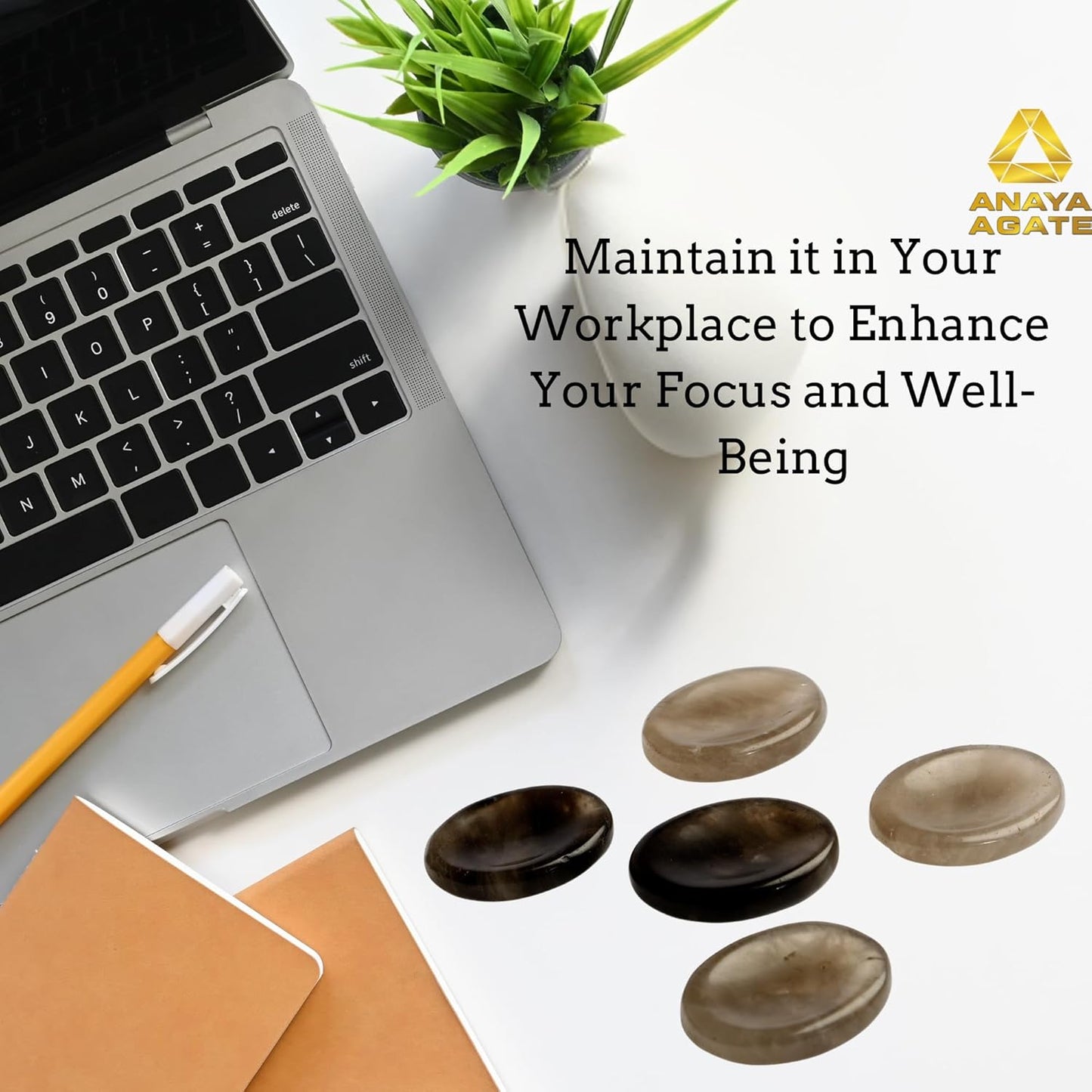 Smoky Quartz Worry Stones – Crystal Thumb Worry Stone for Anguish, Stress – Relaxing and Soothing Balance Stones for Meditation, Stress Relief – Healing Stones and Crystals for Men and Women