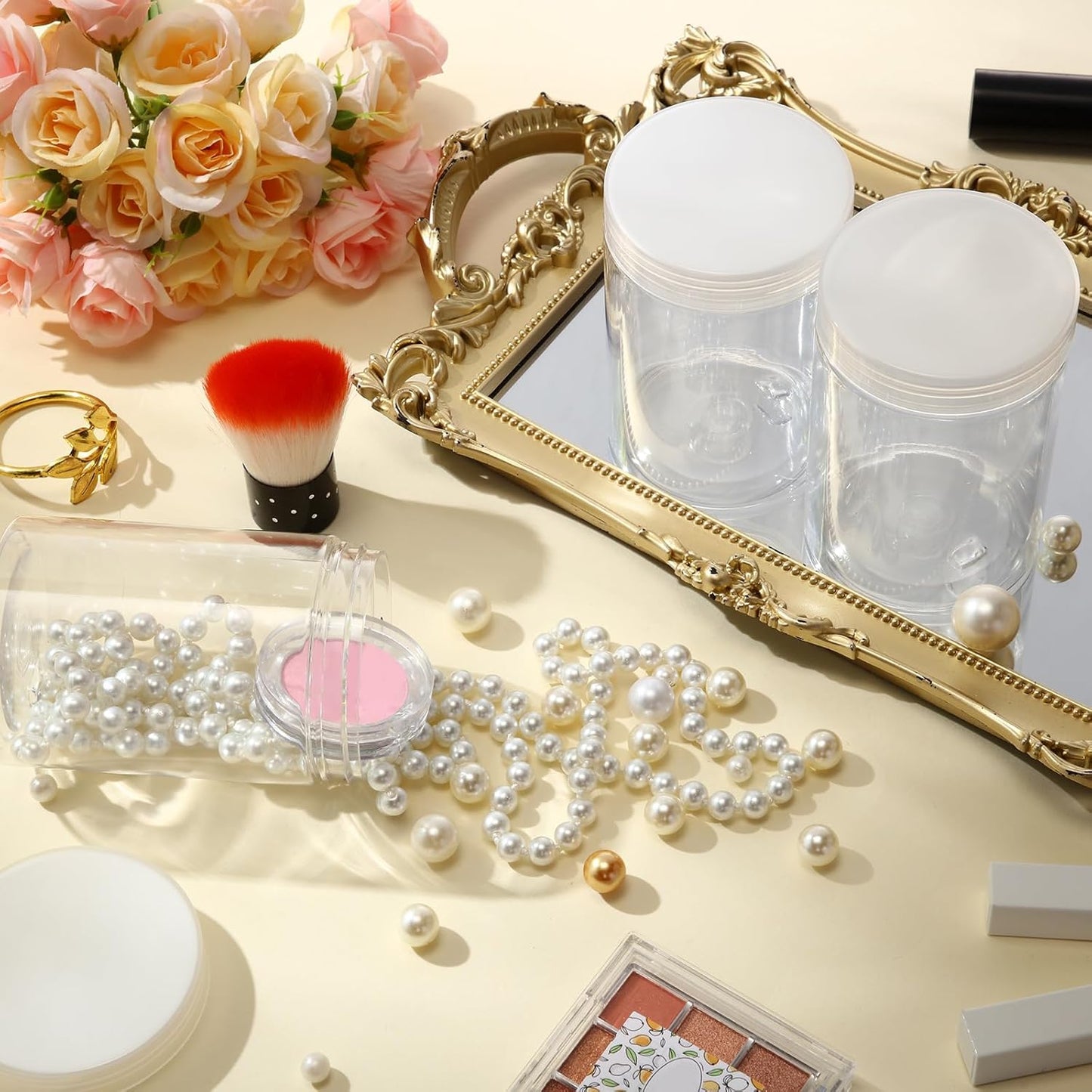 SATINIOR 12 Pack Plastic Container Jars with Lids Round Clear Travel Cosmetic Container Jars for Toiletries, Lotion, Cream, Ointments, Makeup, Rhinestone, Samples, Kitchen Storage(10 oz,Clear)