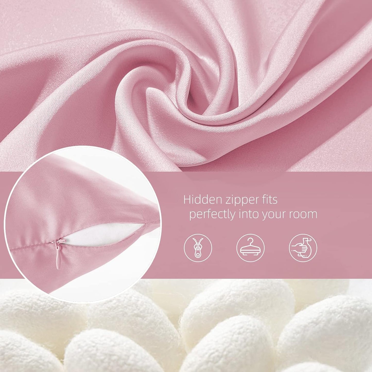 Silk Pillow Cases 2 Pack Mulberry Silk Pillow Cases Soft Breathable Both Sided Natural Silk Pillowcase with Zipper Beauty Sleep Silk Pillow Cases for Gift(King,Pink)