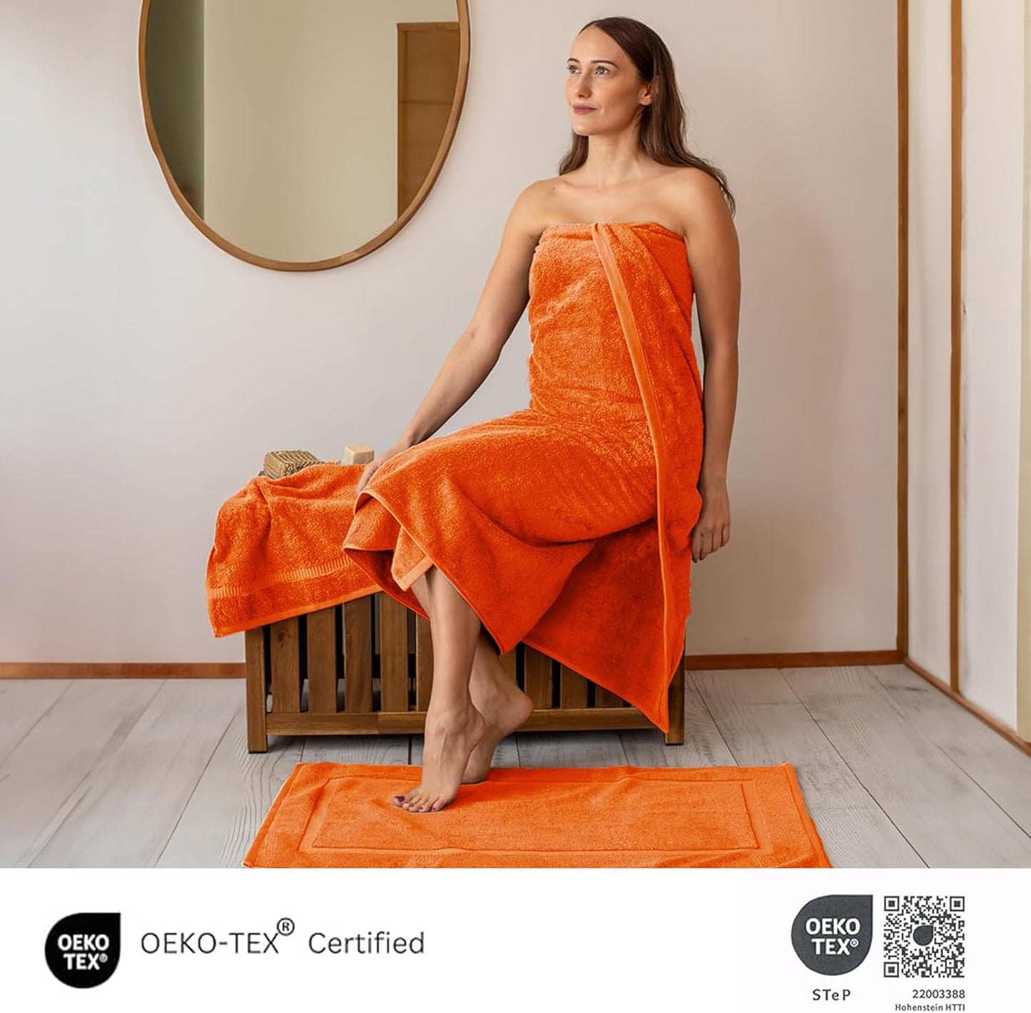 SALBAKOS 100% Turkish Cotton Jumbo Bath Sheet Towel Oversized 40x80 inch | Premium Hotel & Spa Quality, Soft, Absorbent, XL Bath Towels | Made in Turkey (Pack of 1, Orange, Jumbo Bath Sheet)