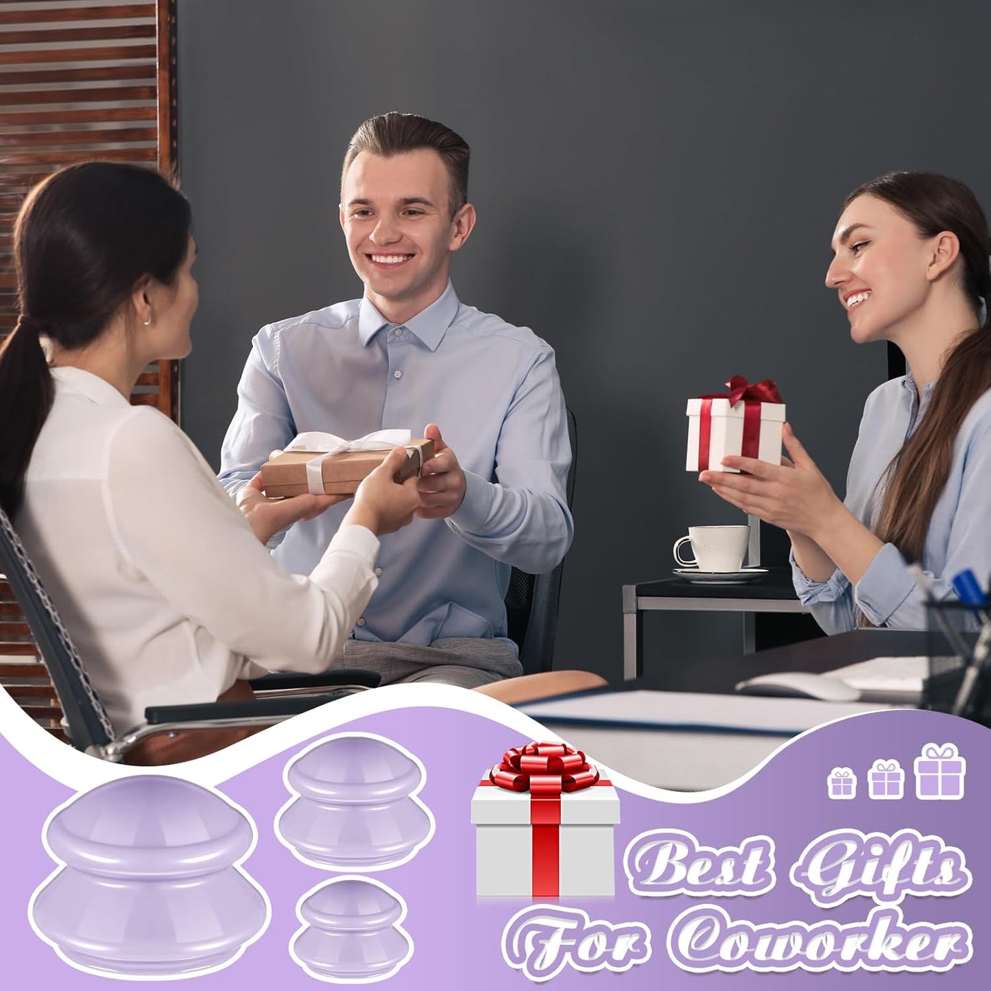 TrelaCo 6 Pcs Cupping Kit for Massage Therapy 3 Sizes Silicone Cupping Set Chinese Massage Therapy for Studio Household Cellulite Joint Pain Muscle Pain(Lavender)