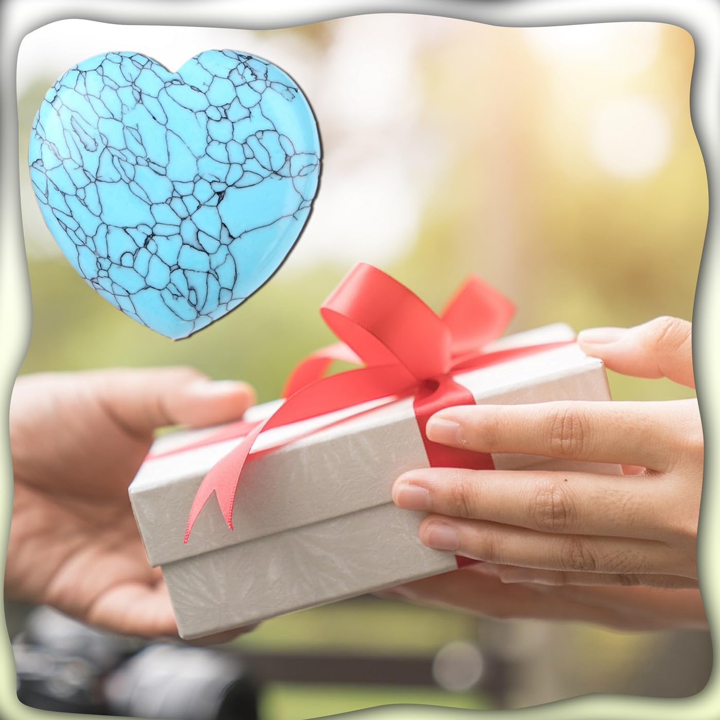 MAIBAOTA 60 mm Green Turquoise Crystals Large Heart Stone Healing Crystals Natural Crystal Heart Reiki Gemstone Polished Heart Shaped Rocks Meditation Mothers Day Crystal Gifts for Mom Her