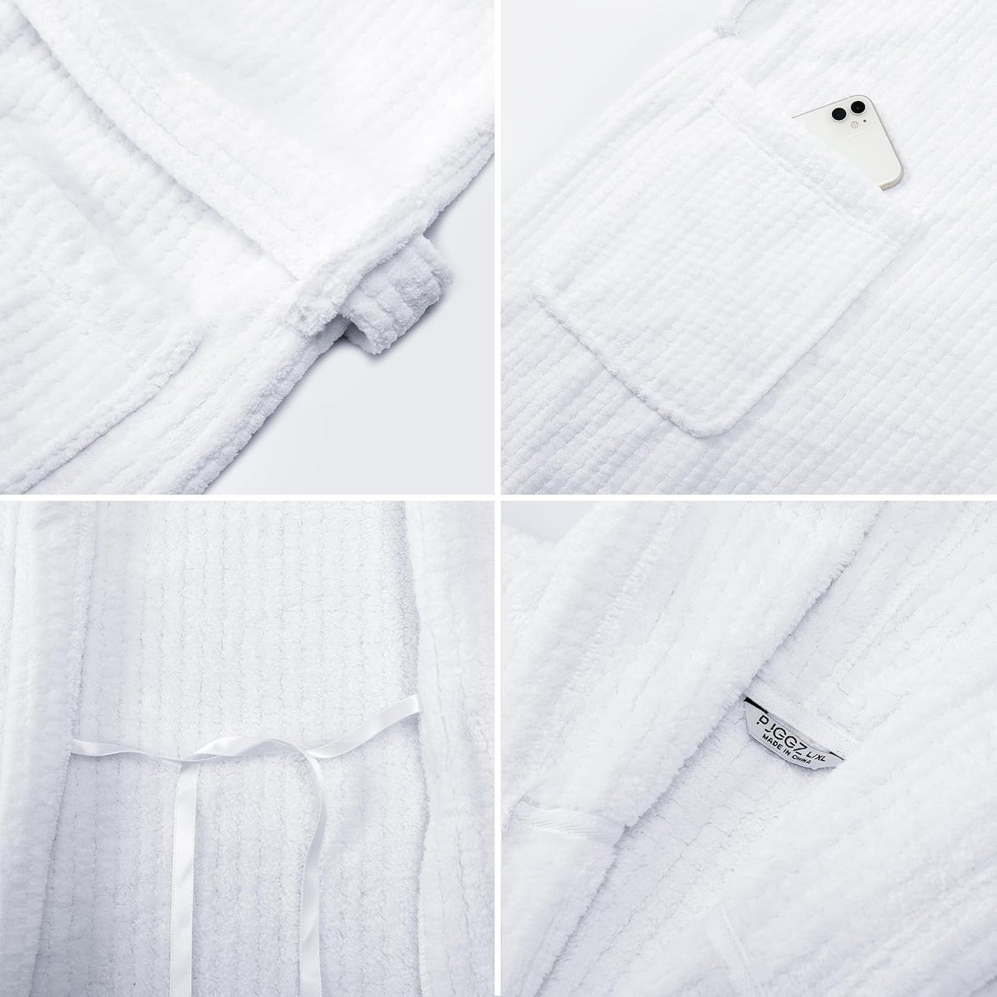 Men's Bathrobes with Hood, Soft Long Towel Robe for Men - Super Absorbent Quick Dry yet Warm