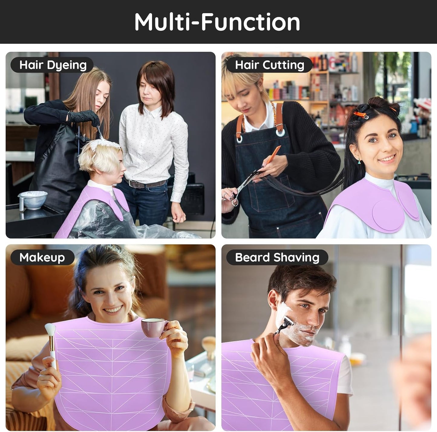 Segbeauty Hair Cutting Guide Mat Purple, Longer Silicone Waterproof Cutting Mat, Professional Salon Hair Cutting Mat with Guidelines Weighted Neck Wrap for Hair Stylist