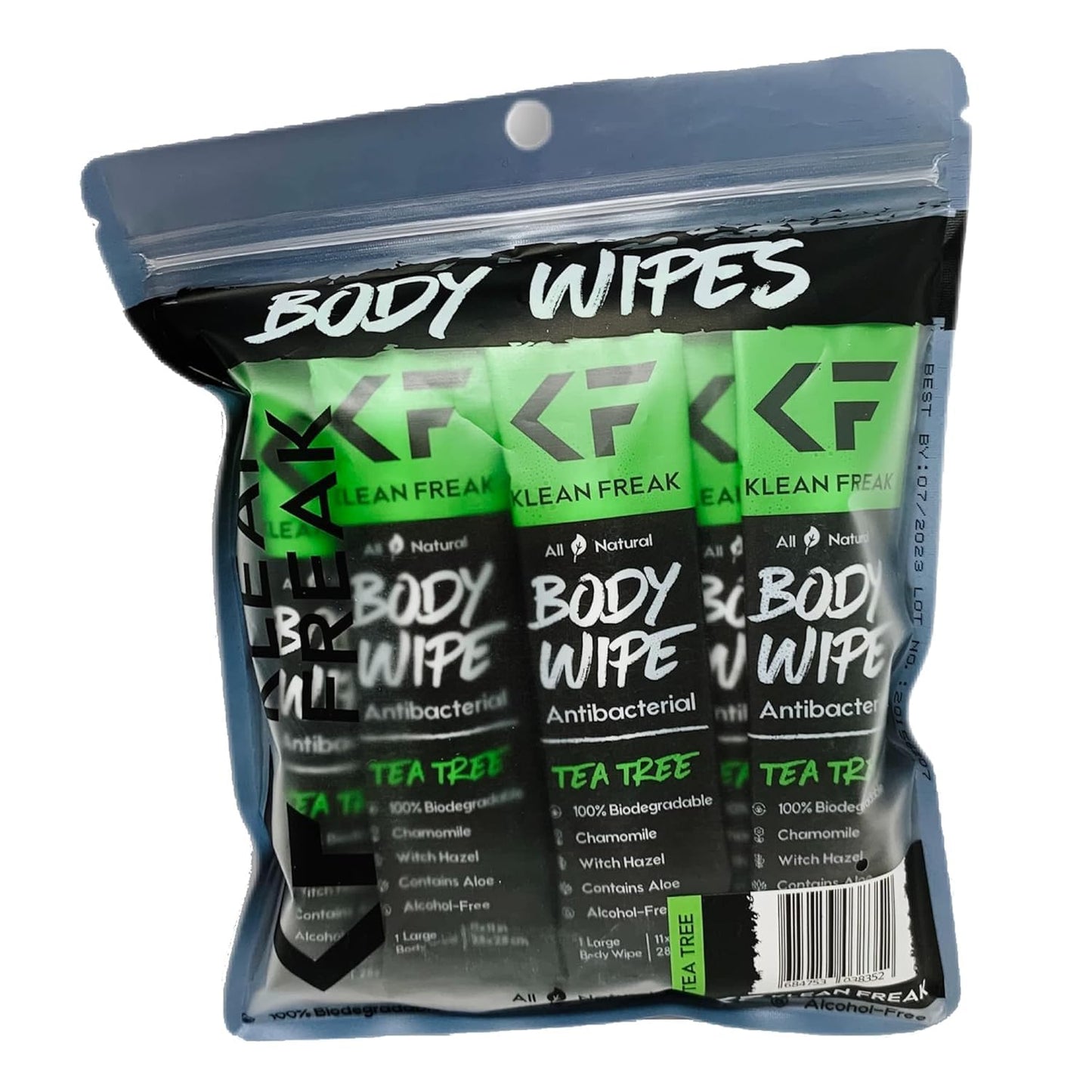 The Klean Freak Body Wipes - 12 count Individually Wrapped | Showerless Body Wipe for Women & Men | Sustainable Bodywipes for Gym, Travel, Camping | Tea-Tree