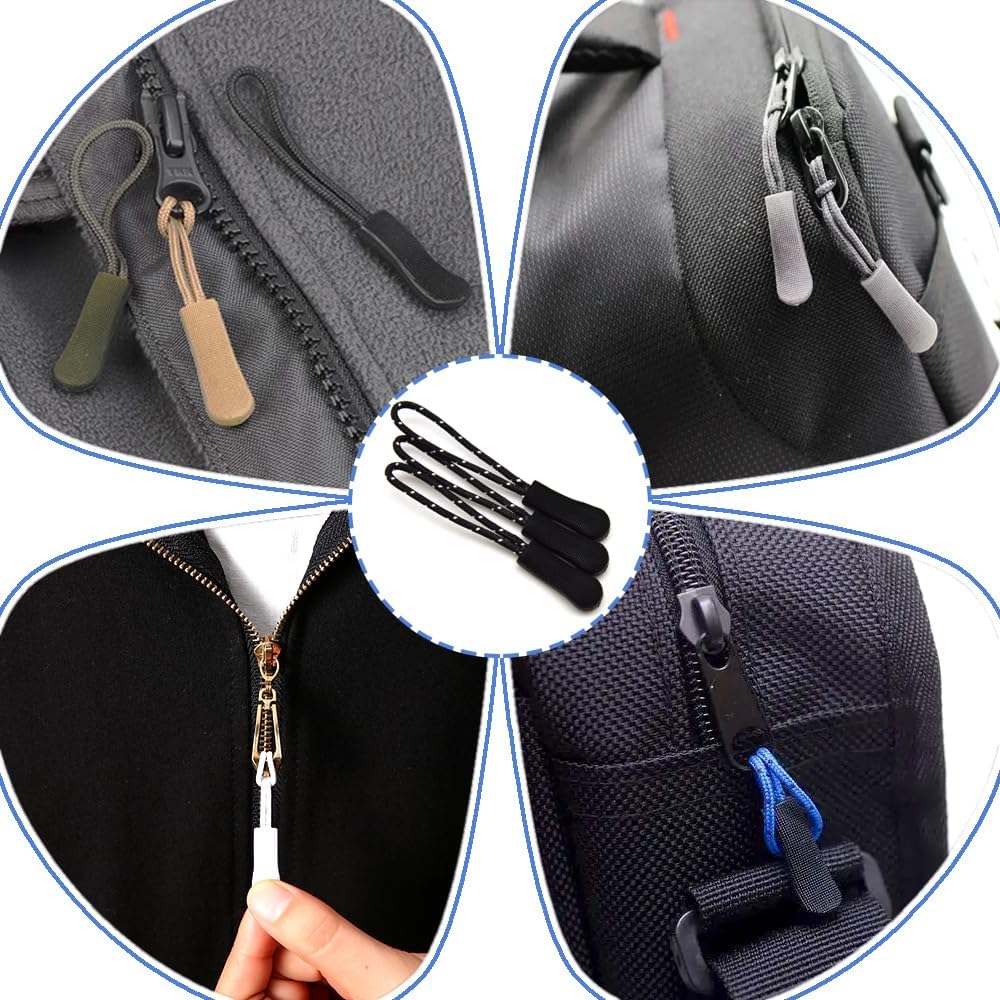 Ruidee 50 Pieces Zipper Pulls Zipper Tabs Zipper Pull Cord Extender Replacement Zipper Pulls for Backpacks, Jackets, Luggage, Purses, Handbags(Black White Dot)