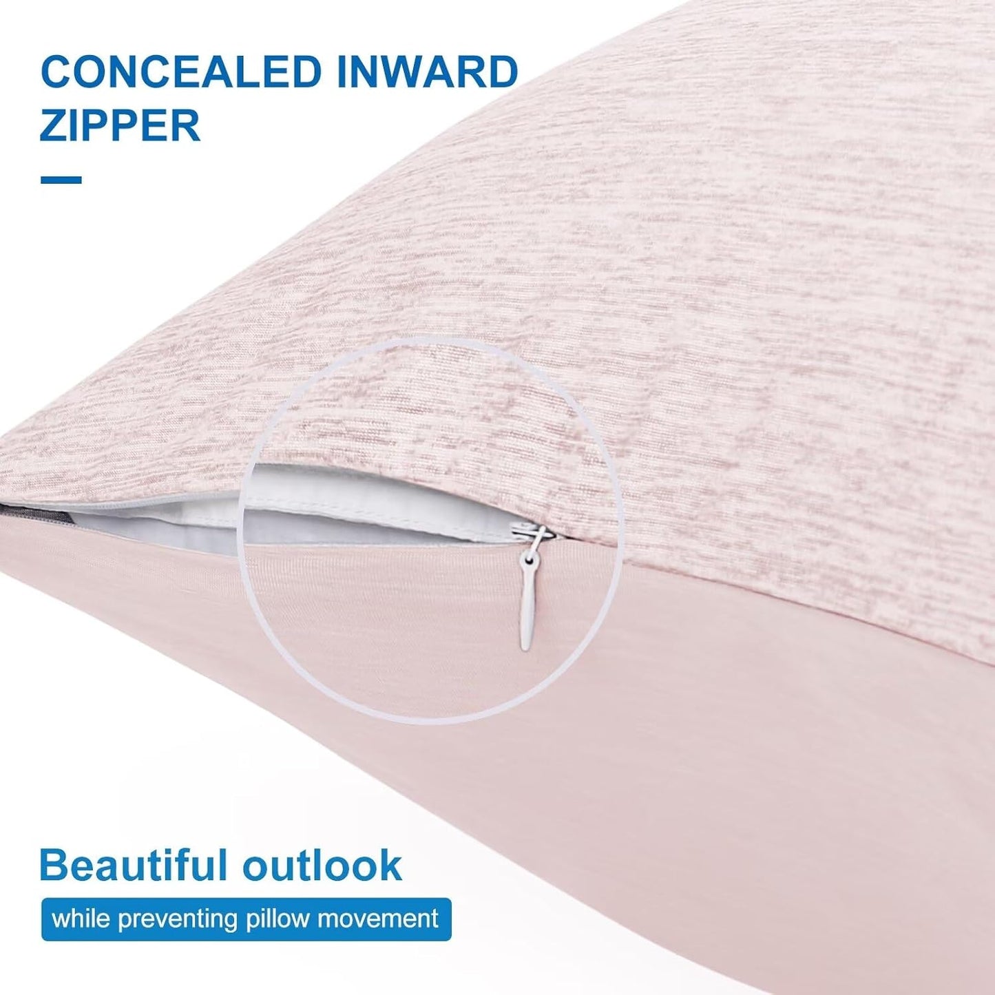 HOMFINE Cooling Pillowcases King Size - Double Side Q-Max 0.439 Cooling Fiber for Pillow Protector, Breathable Cold Pillow Cover for Hot Sleeper Night Sweat, Hidden Zipper, 2 Pack (20"x36", Pink)