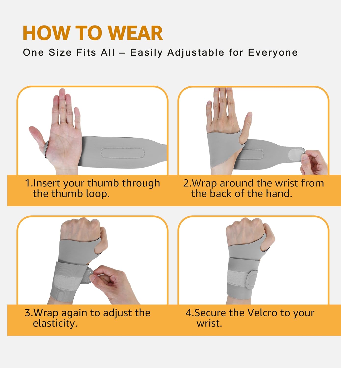 2 Pack Thin Compression Wrist Brace for Men & Women, Adjustable Elastic Wrist Support for Carpal Tunnel Arthritis Tendonitis Sports Pain Relief, Soft & Comfortable Day/Night Wrist Wraps (Gray)