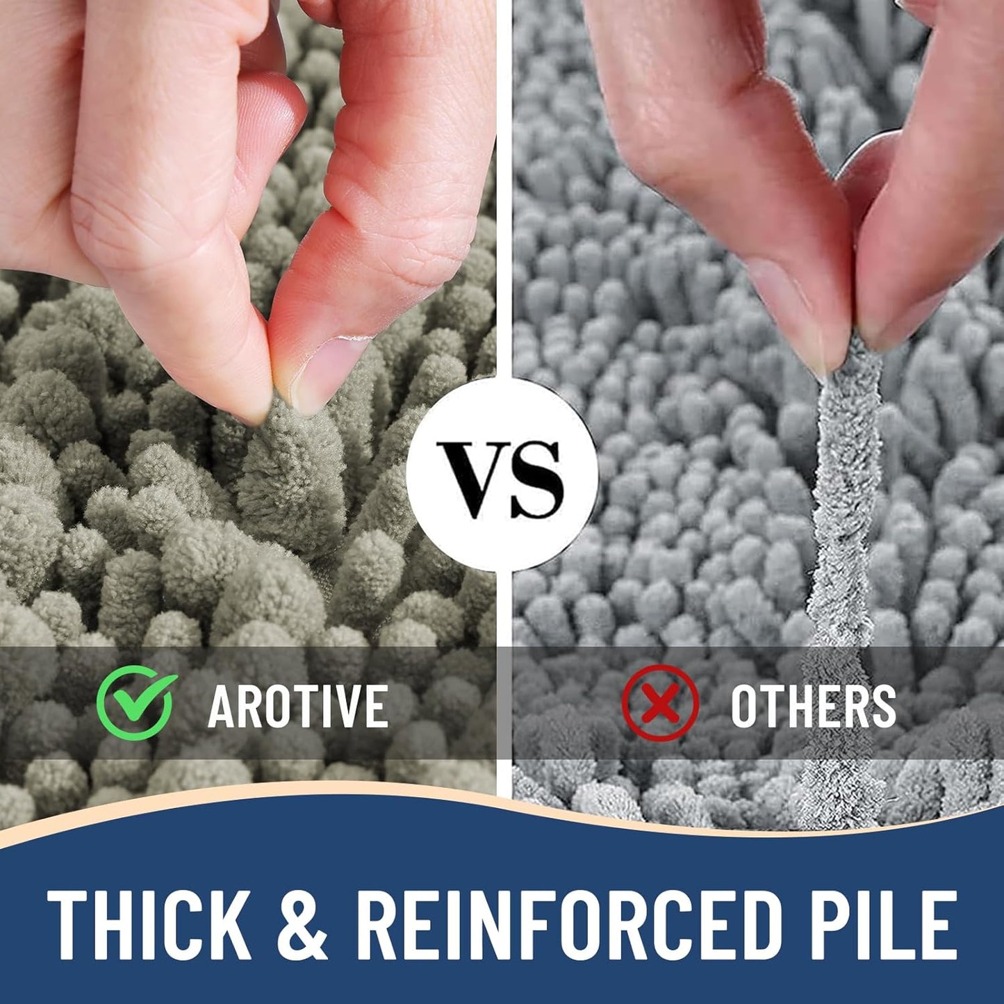 Arotive Luxury Chenille Bathroom Rug Mat, Extra Soft Thick Absorbent Shaggy Bath Rugs, Non-Slip Machine Wash Dry, Plush Bath Mats for Bathroom, Shower and Tub, 24x16, Warm Taupe