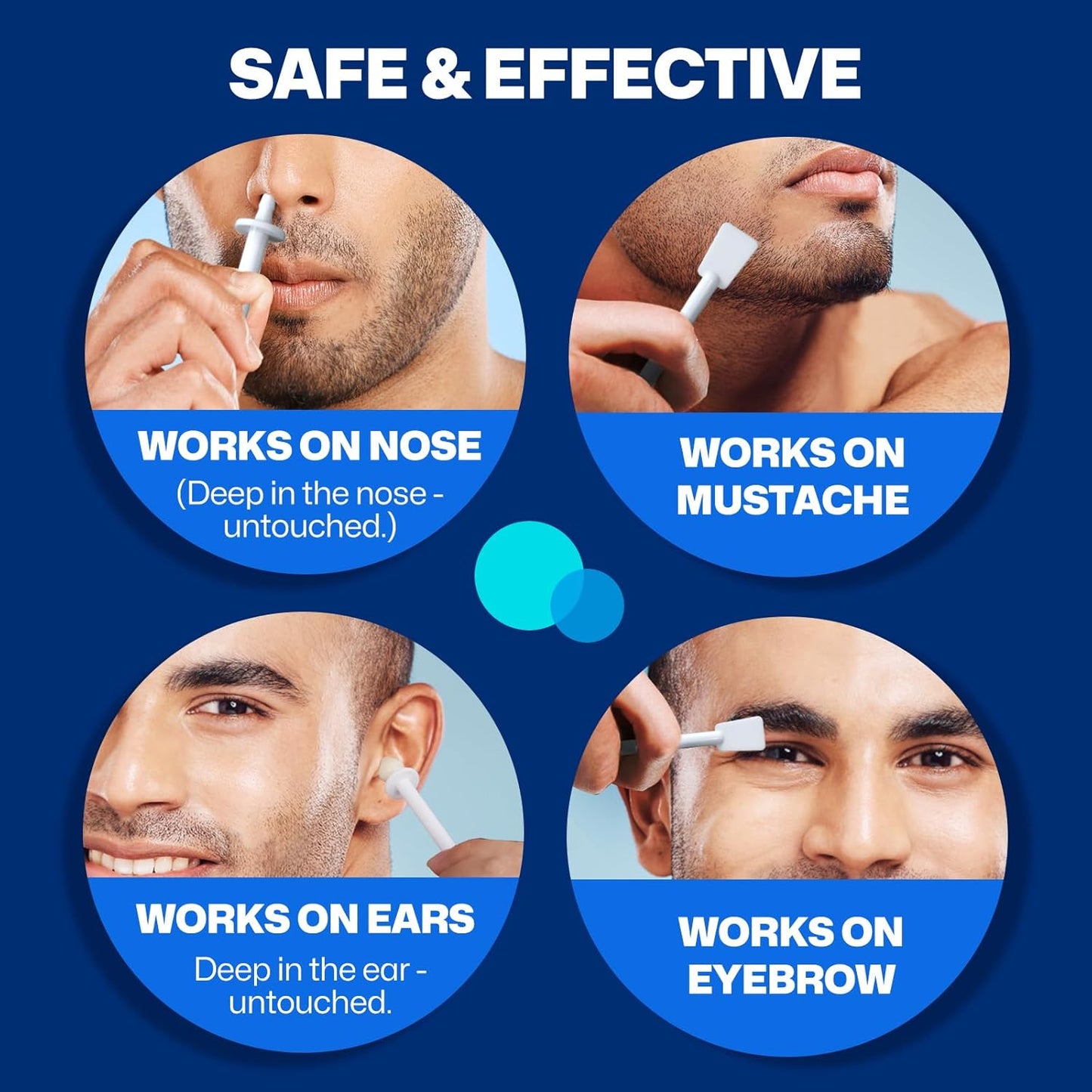 Nose & Ear Waxing Sticks–Professional Nasal Hair Removal 60 Precision Applicators for Pain-Free Waxing at Home. Say Goodbye to Plucking! (Wax refills & wipes sold separately.)