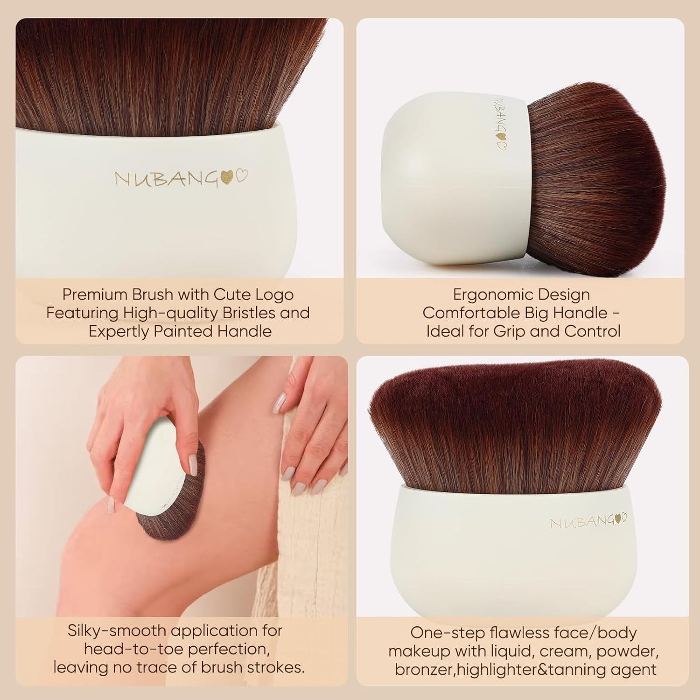 Extra Large Body Makeup Brush,Tanning Brush, Self Tanner, Foundation Bronzer Brush Cream Powder Liquid oil Applicator, Face Neck Leg Full Body Blending Brush(White)