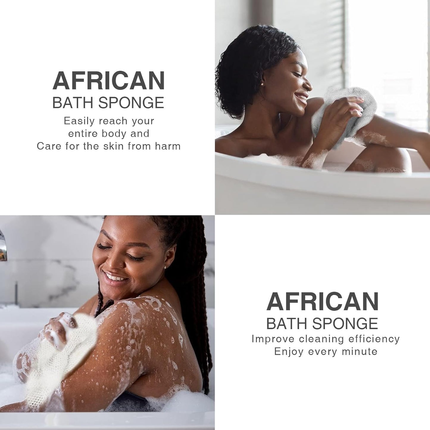 UJFQBH 3 Pieces African Bath Sponge African Net Long Net Bath Sponge Exfoliating Shower Body Scrubber Back Scrubber Skin Smoother,Great for Daily Use (Purple, Pink,Green)