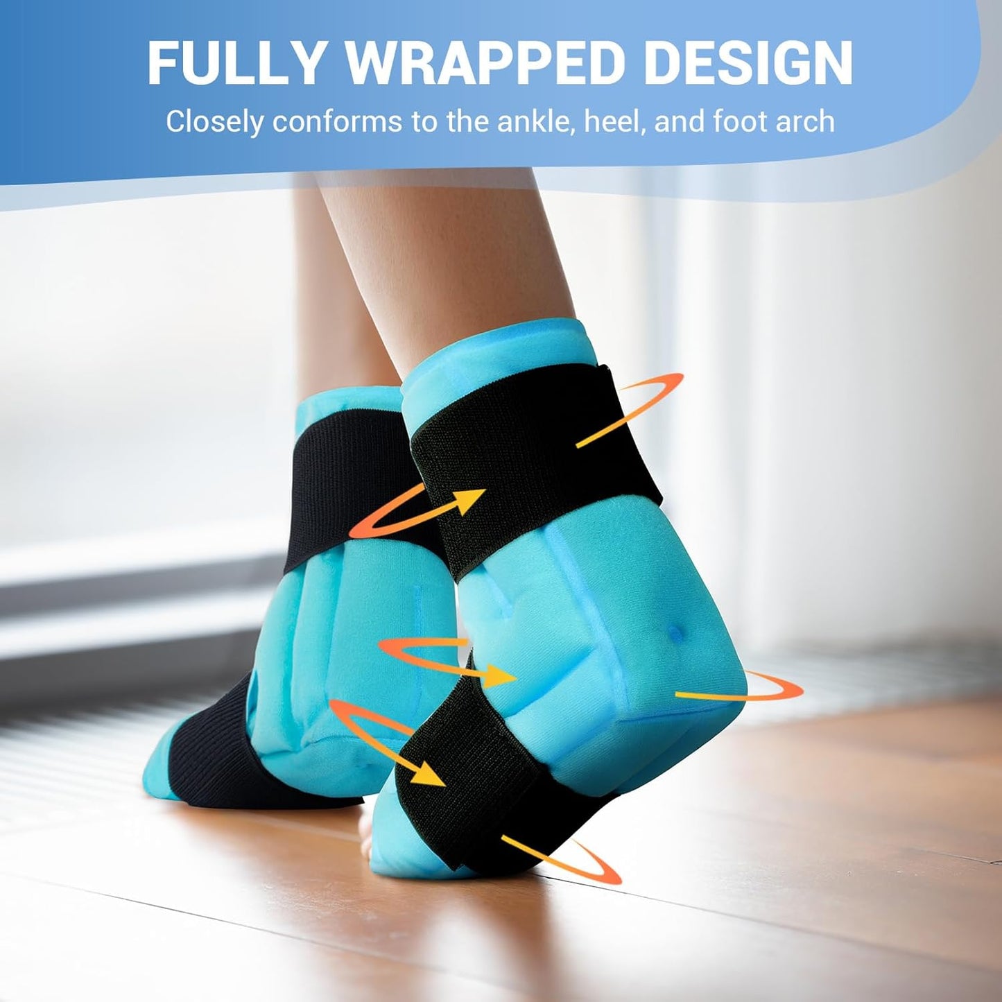 Comfytemp Large Ankle Foot Ice Pack Wrap for Plantar Fasciitis Relief, Ankles Brace for Sprained Ankle, Heel Spur, Swelling, Achilles Tendonitis, Pain, Hot & Cold Therapy, Surgery Get Well Gift, 2 Pcs