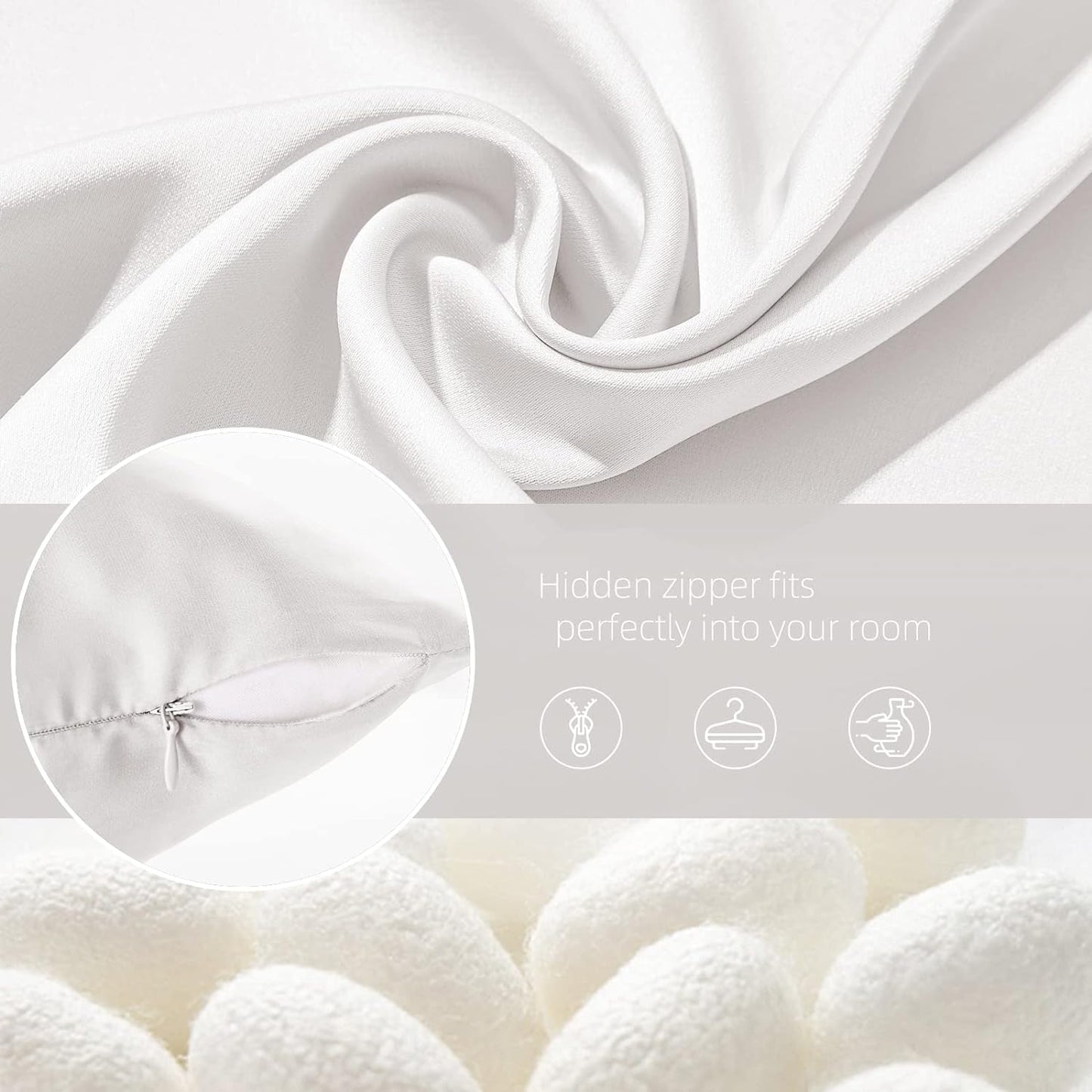 Silk Pillow Cases 2 Pack Mulberry Silk Pillow Cases Soft Breathable Both Sided Natural Silk Pillowcase with Zipper Beauty Sleep Silk Pillow Cases for Gift(Standard,White)