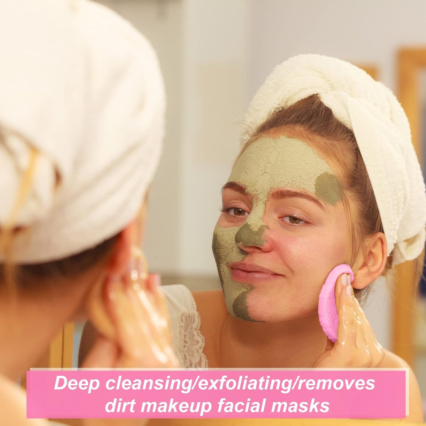 50 Pcs Compressed Facial Sponges Facial Makeup Natural Cosmetic Spa Sponges for Women Cleansing, Exfoliating Mask, Makeup Removal, Dead Skin, and Dirt, Travel Essentials(Pink)