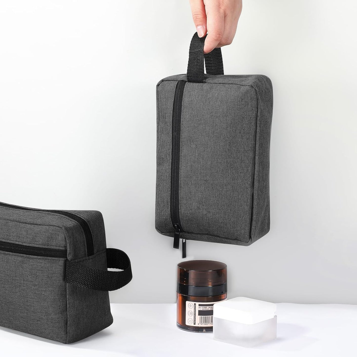 Paterr 16 Pcs Travel Toiletry Bag for Women Men Large Water Resistant Shaving Bag Hanging Cosmetic Bag with Handle and Divider Storage Travel Pouch Case (Dark Gray)