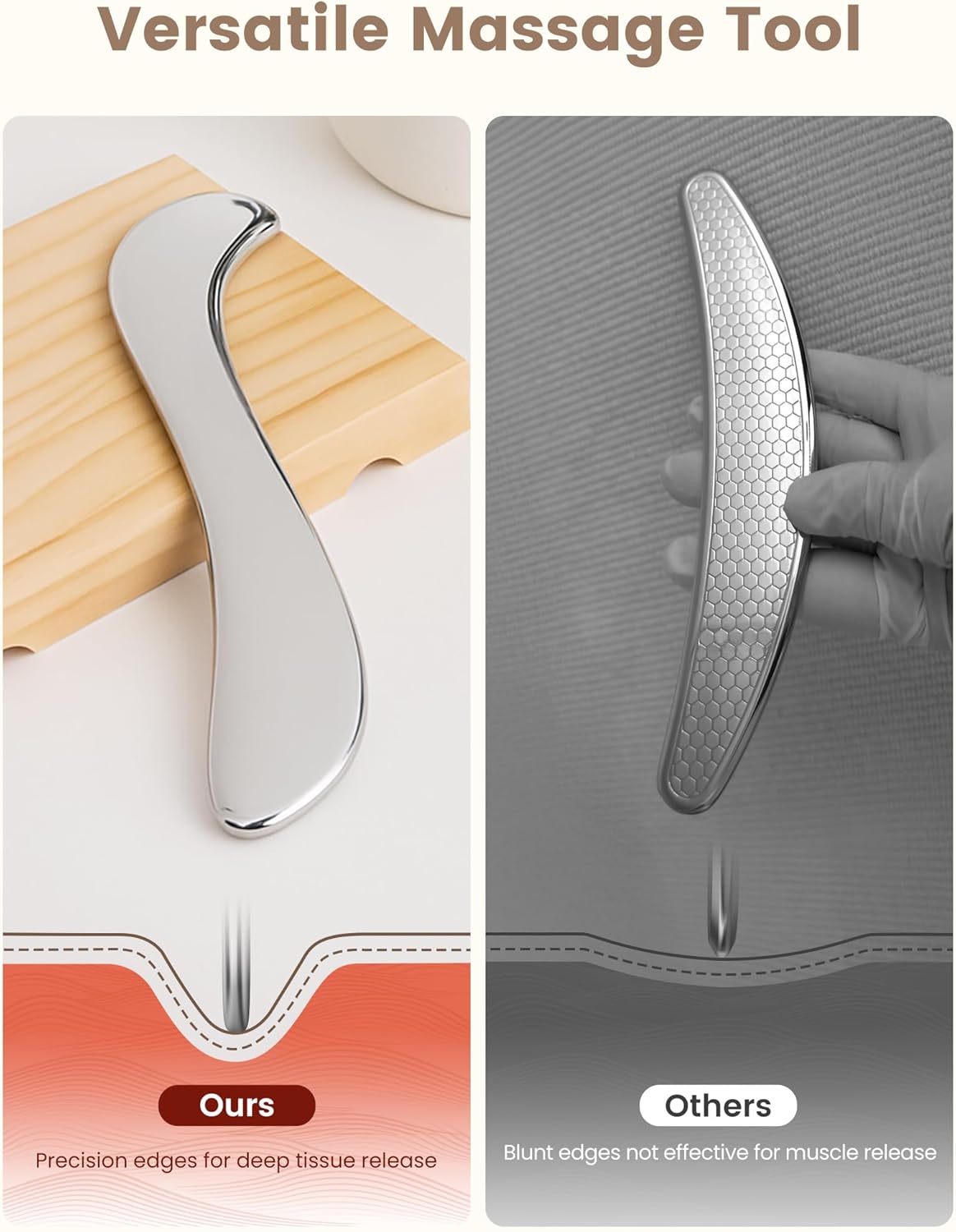 lifechill Stainless Steel Gua Sha Tools for Whole Body, Heavy-Duty Metal Muscle Scraper Tool for Pain Relief Deep Tissue, Fascia Massage Tools for Soft Tissue Therapy