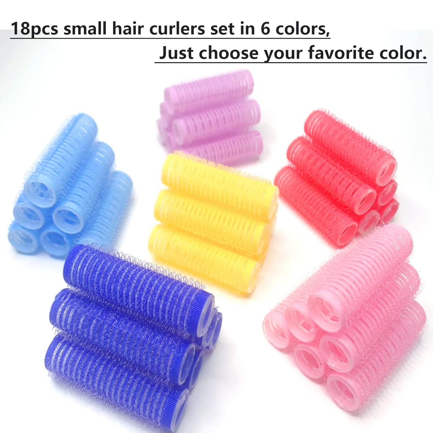 18PCS Self Grip Small Hair Curlers Heatless Roller Hair Curlers Pro Salon Hairdressing Curler DIY Curly Hairstyle Hair Rollers Tools Rat Tail Comb for Women Medium Short Hair(Red)