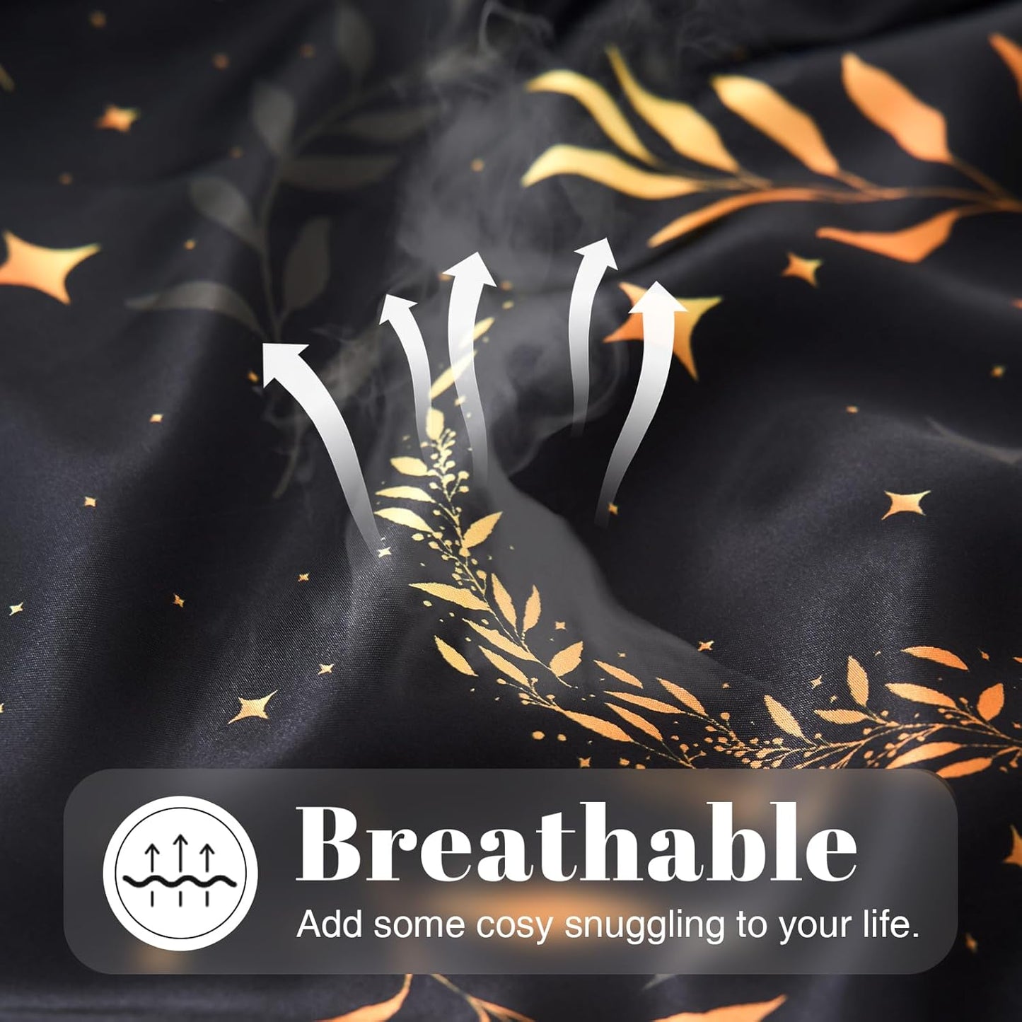 EXQ Home Satin Pillowcase for Hair and Skin Body- Multicolor Printed Black Moon Silk Pillowcase 20x54 inches - Body Pillow Cases with Envelope Closure, Gifts for Women