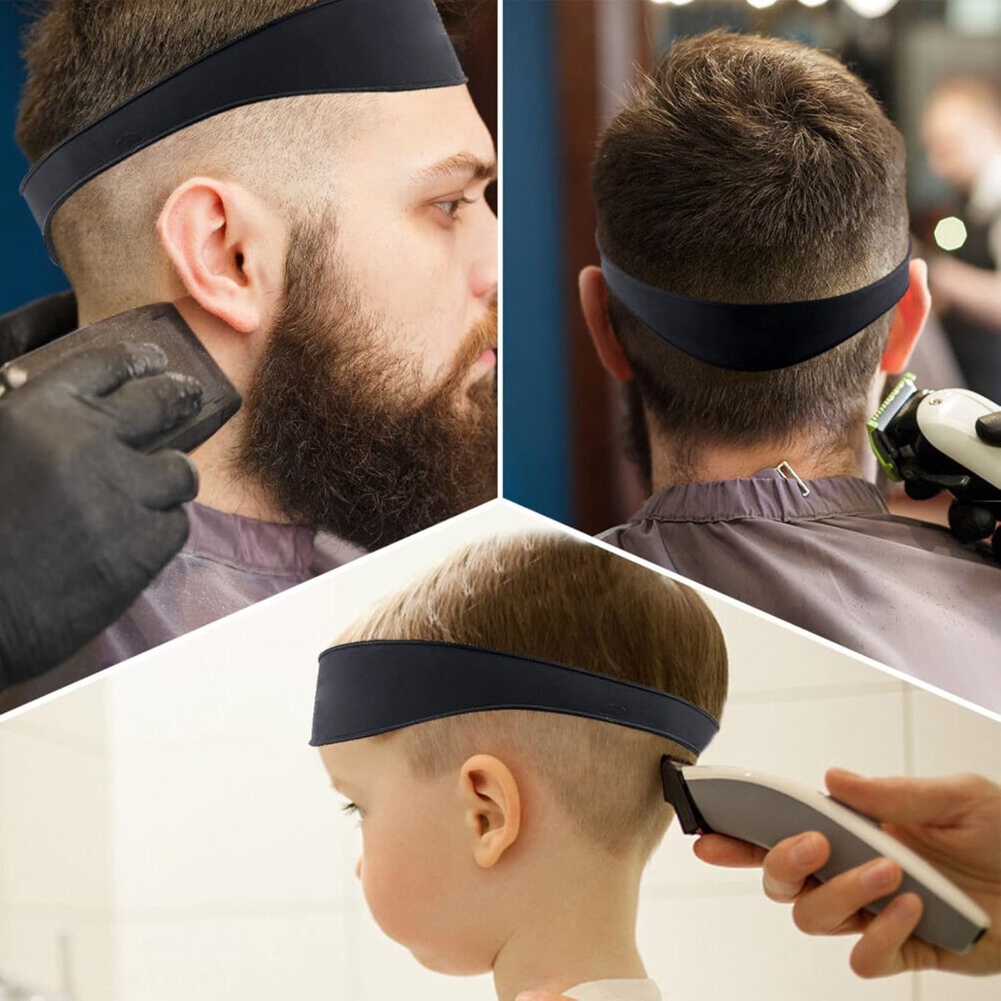 Neckline Shaving Template, Hair Cutting Guide Curved Neck Hair Shaving Template Soft Silicone Neckline Trimming Template for DIY Home Haircuts (Blue)