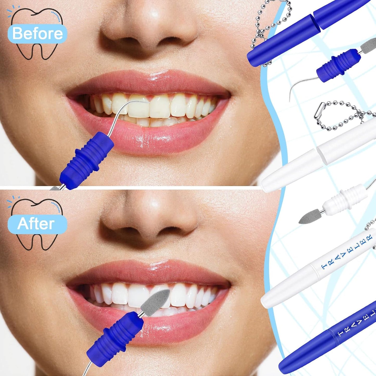 4 Pieces Travel Dental Tooth Picks Mini Metal Toothpick Holder Reusable Portable Toothpick Holder Pocket Tooth Dental Tool Set Remove Plaque Toothpicks for Teeth Cleaning with Keychain