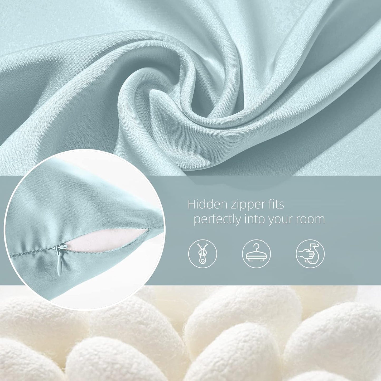 Silk Body Pillow Cover Pillow Pillowcase for Body Pillow Soft Pillow Covers Pillow Case Mulberry Silk Pillowcase for Sleep(Haze Blue,20"X 54",1pc)