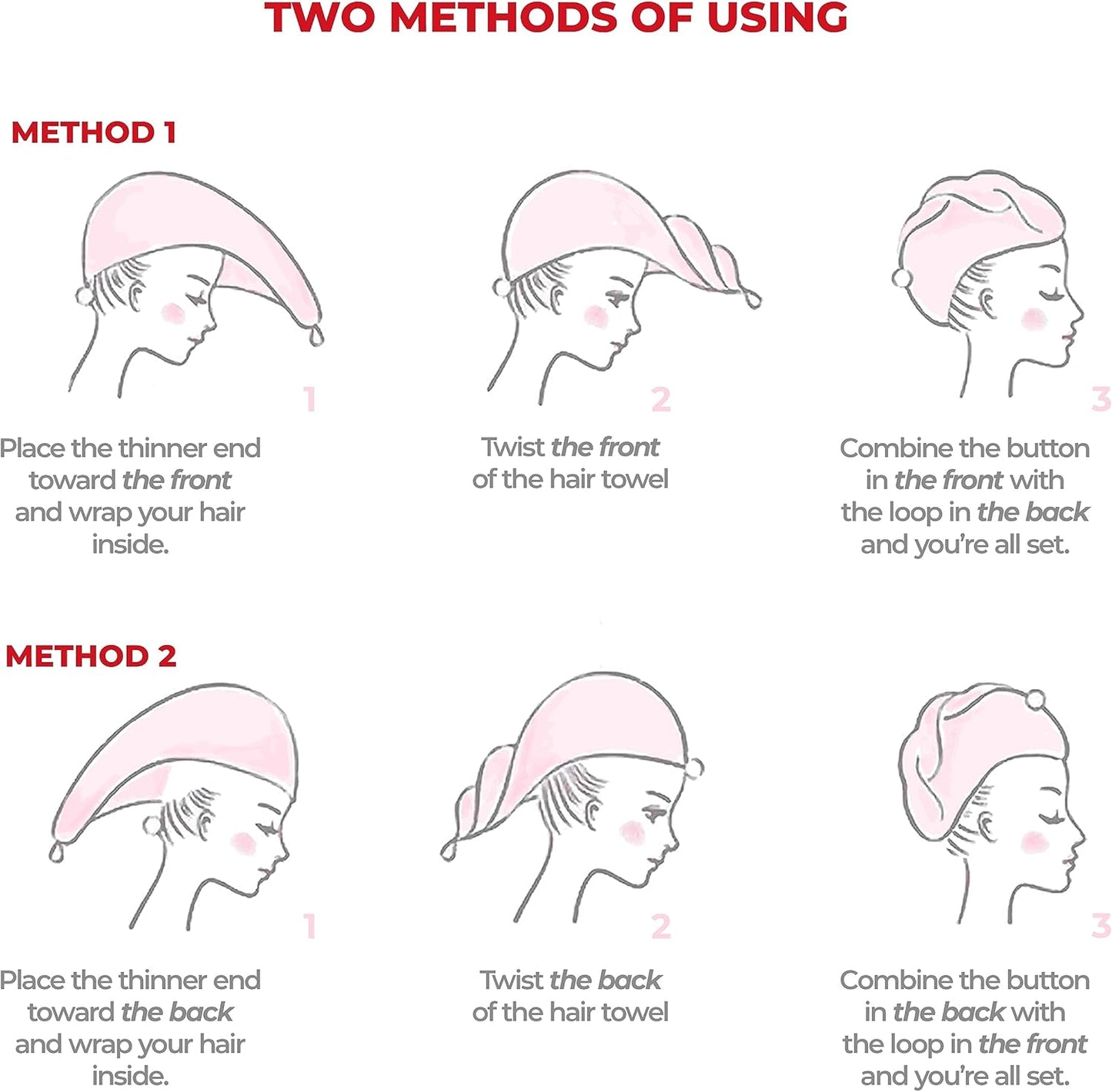 American Soft Linen 100% Cotton Hair Towels for Women, Head Towel Cap, Cotton Hair Turban Towel Wrap for Long Curly Anti Frizz Hair, Soft and Absorbent Cotton Hair Towels 2 Pack, Dark Gray