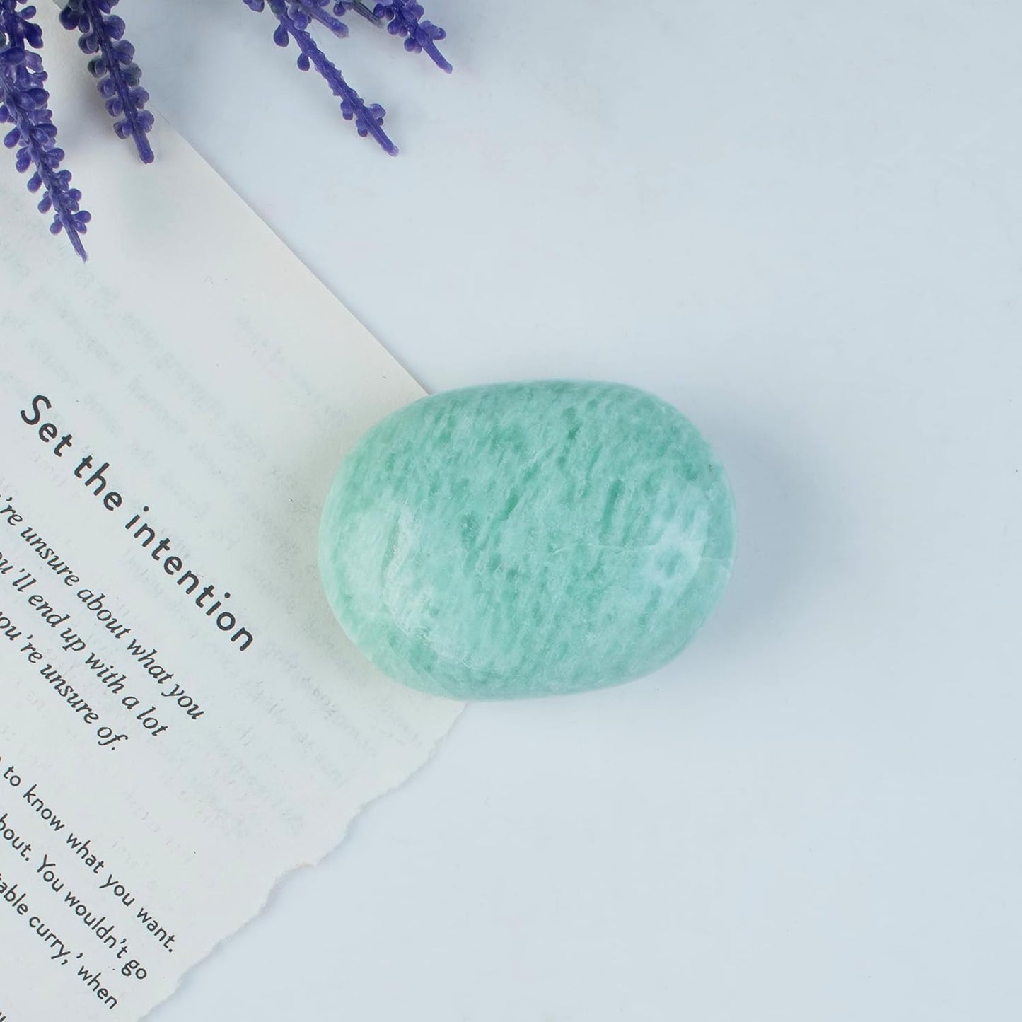Crocon 50mm Amazonite Large Palm Stone 900+ Carats Pocket Worry Stones for Natural Chakra Balancing Reiki Healing Stones and Crystal Healing Spa Energy Crystals Gifts for Women