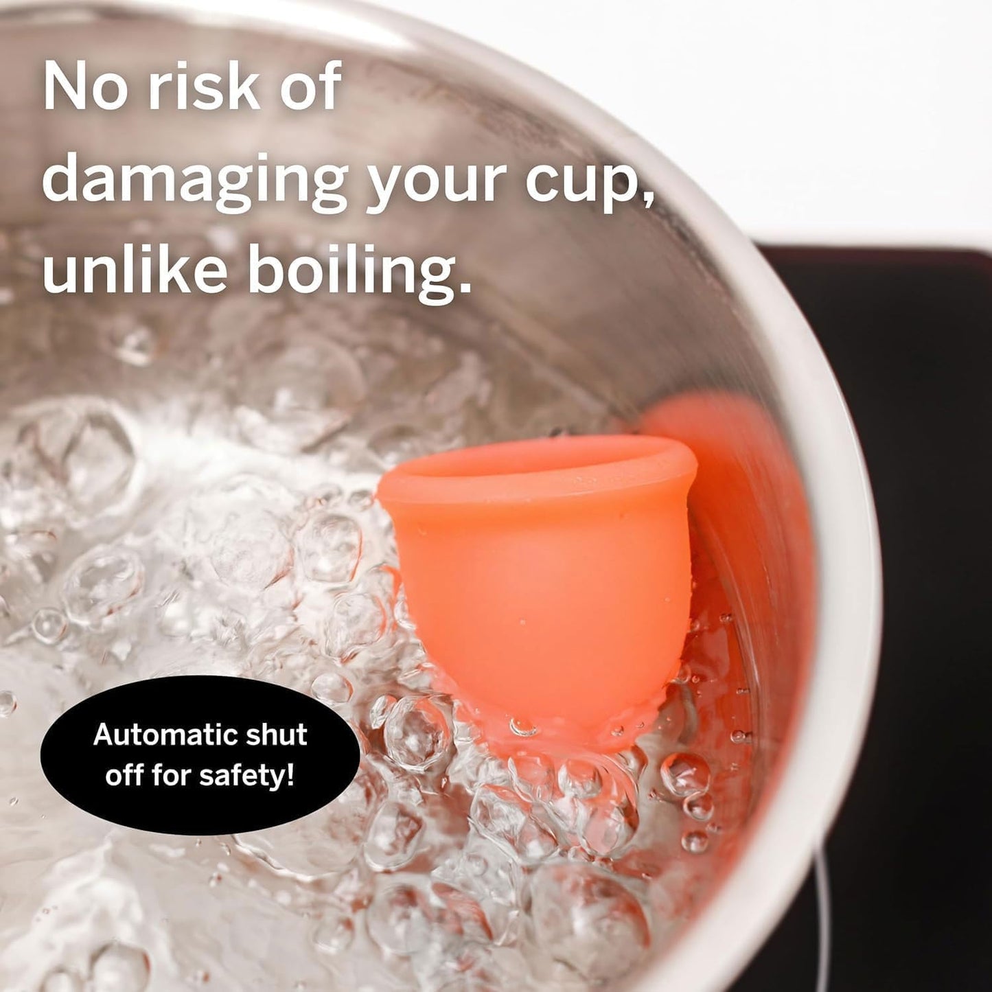 Pixie Menstrual Cup Sterilizer - Ranked 1 for The Best Steamer - Kills 99.9% of Germs with Cleaner Steam - Wash Your Period Disc or Cup in 3 Minutes! - Automatic Timing Shut-Off Switch