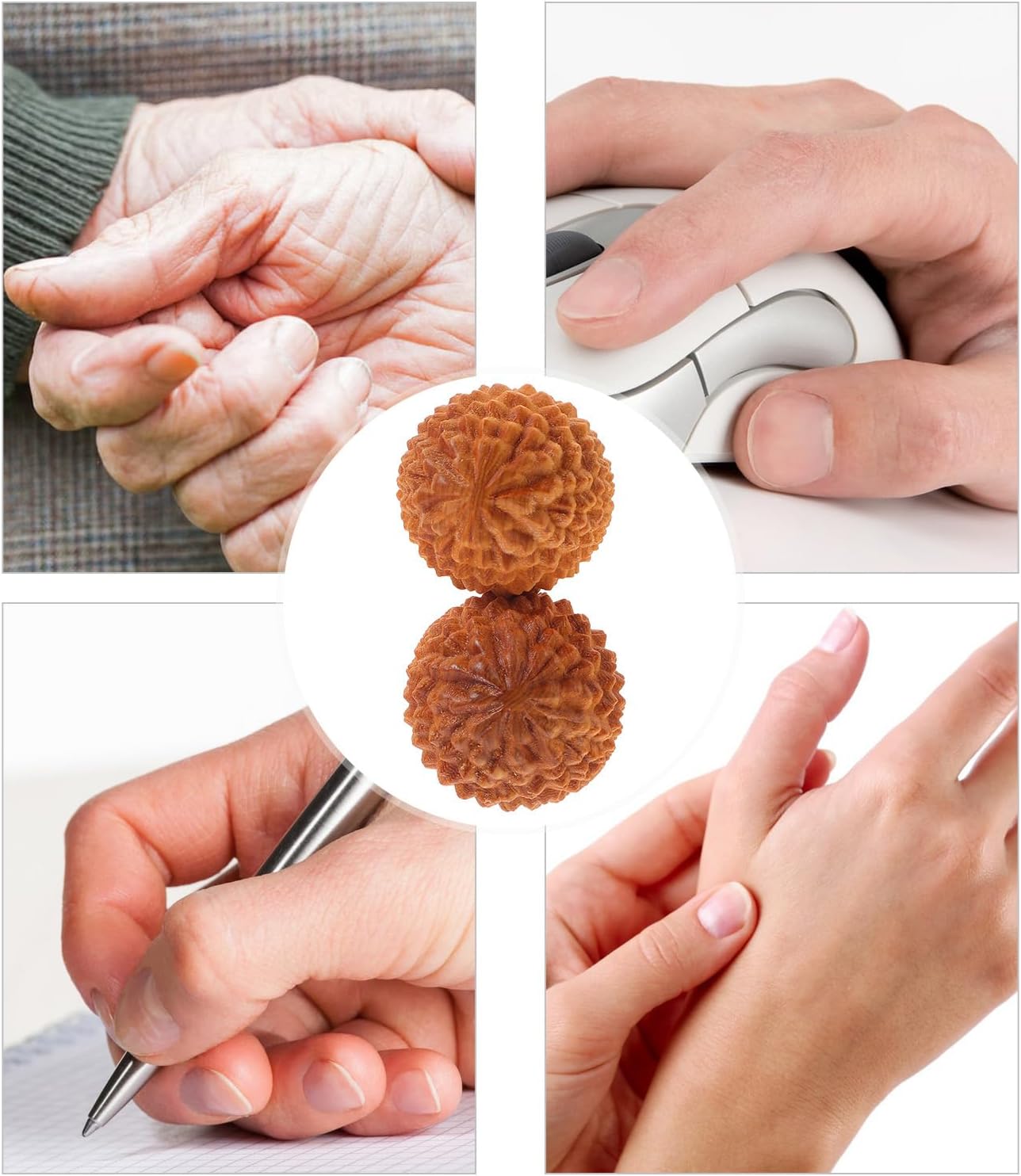 Wood Hand Exercise Ball Massage Ball Chinese Exercise Baoding Wood Massage Tools Health Exercise Cypress Massage Balls for Hand Exercise