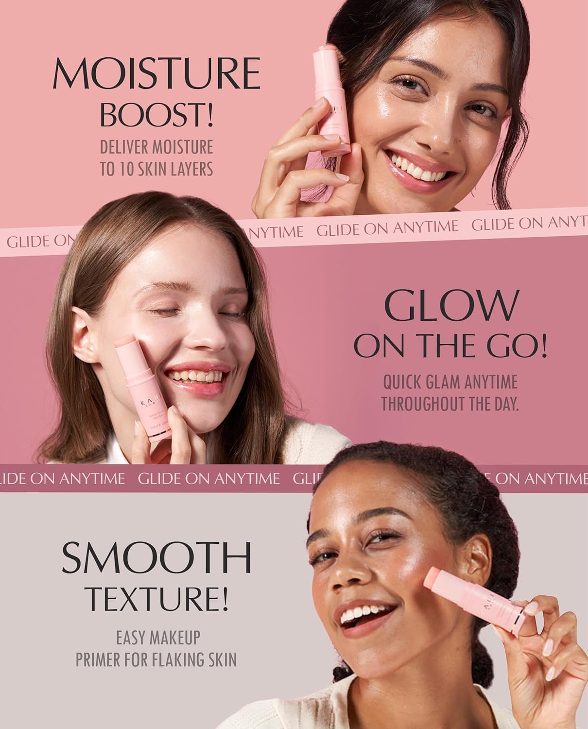 KAHI Wrinkle Bounce Multi Balm - DUO EDITION | All-in-One Hydrating Balm Eye Cream Make Up Base & Moisture Stick | Daily Moisturizer Stick with Salmon-derived sodium DNA (0.32 oz - Pack of 2)