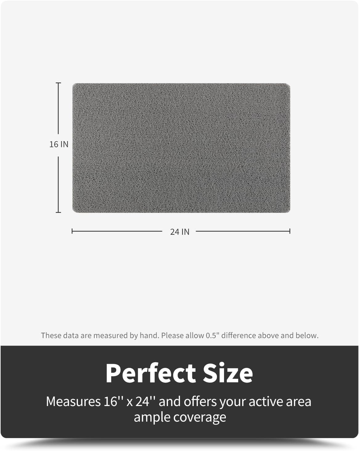 Non-Slip Bathtub Mat, 16x24 Inch, Shower Mats for Bath Tub, PVC Loofah Bathroom Mats for Wet Areas, Quick Drying Foot Scrubber Mat