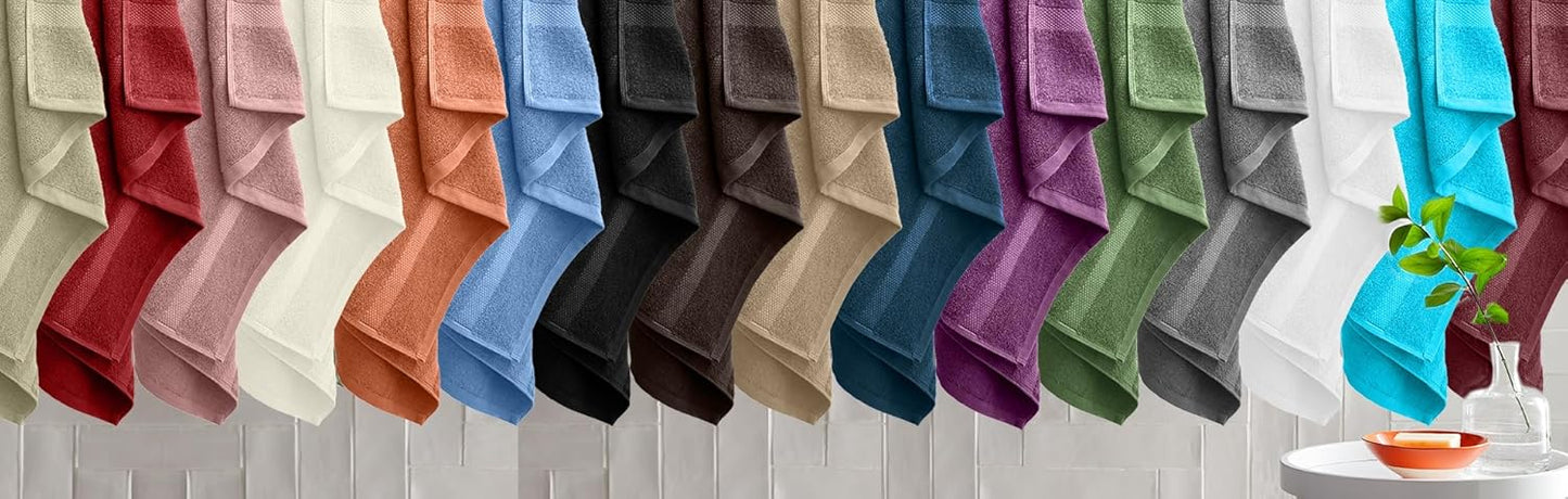 DAN RIVER Bath Towels Set of 4, 27 x 54 Inches, 100% Cotton, Larger & Lighter Weight, Quicker to Dry, Super Soft and Absorbent, Ideal Quick Dry Bath Towels for Daily Use, Ivory