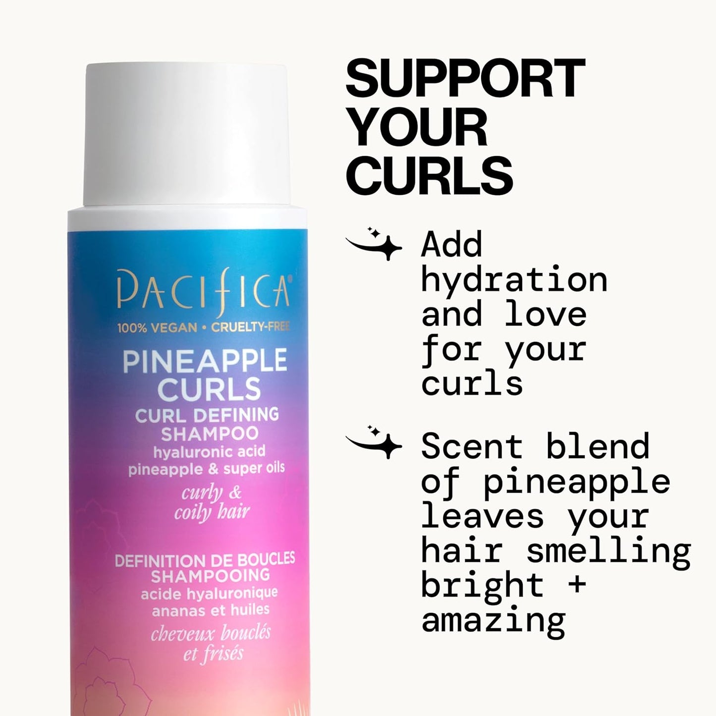 Pacifica Pineapple Curls Shampoo & Conditioner Set – Curl Defining Hair Care for Curly & Coily Hair, Enhances Bounce & Reduces Frizz Sulfate Free Clean Beauty Vegan & Cruelty-Free Dermatologist Tested