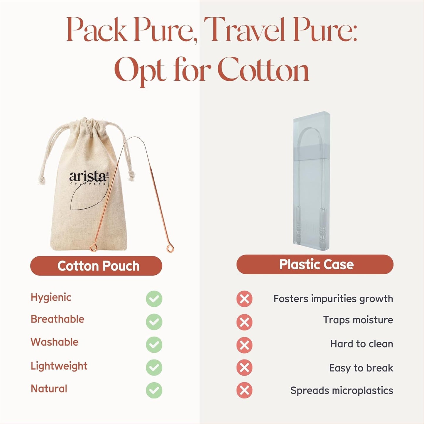 Arista Copper Tongue Scraper for Adults & Kids – 100% Pure Copper Tongue Cleaner – Extreme Bad Breath Treatment for Adults, Oral Detox & Hygiene – 1 Pack with Travel Pouch