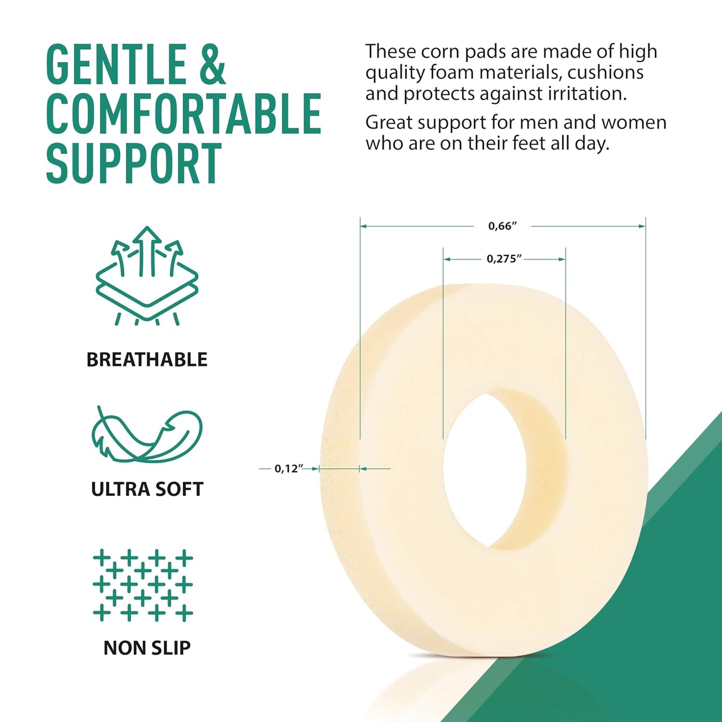 Callus Cushions Pads, 60-Count, Prevents Calluses, Corns, blisters and Mosquito Bites on feet from Pressure and Friction, Round Soft Foam, Beige Skin Color (Small for Toes)