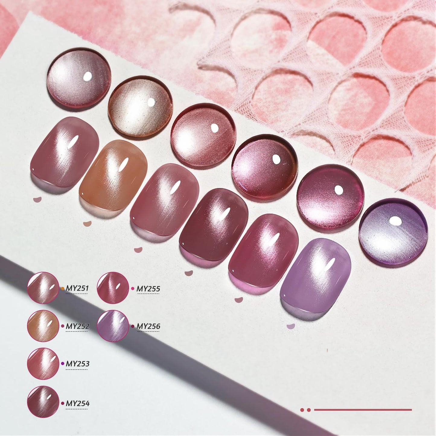6 Colors 10ml Soft Mist Peach Gold Cat Eye Nail Polish with Magnet Stick Quick Dry Nail Polish for Women Salon DIY Nail Art