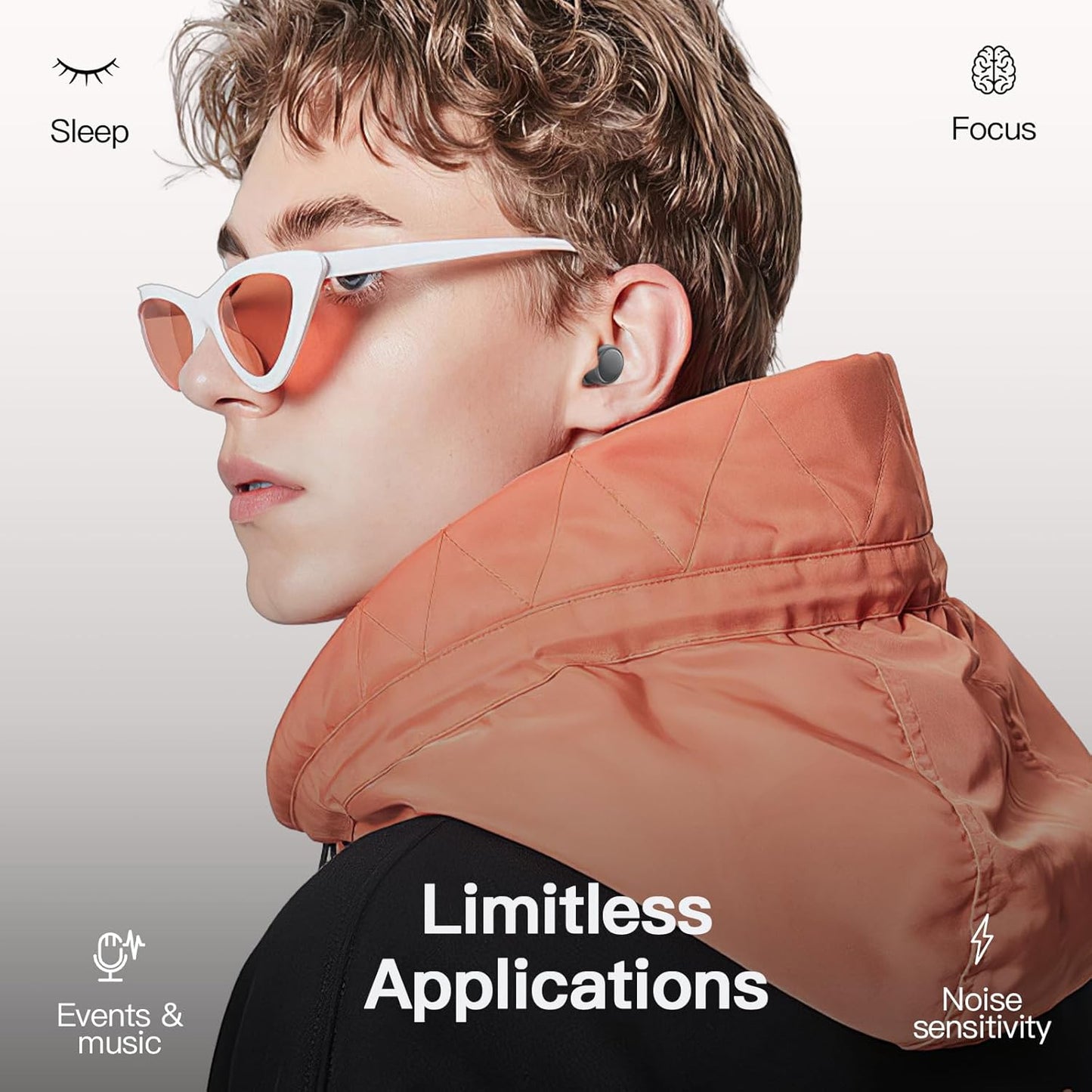 Ear plugs for Sleeping 45dB Noise Cancelling Ear plugs for Concerts, Focus, Travel, Work Silicone Hearing Protection Earplugs with 8 Tips (XS-L) Reusable Noise Reduction Ear plug for Snoring Gray