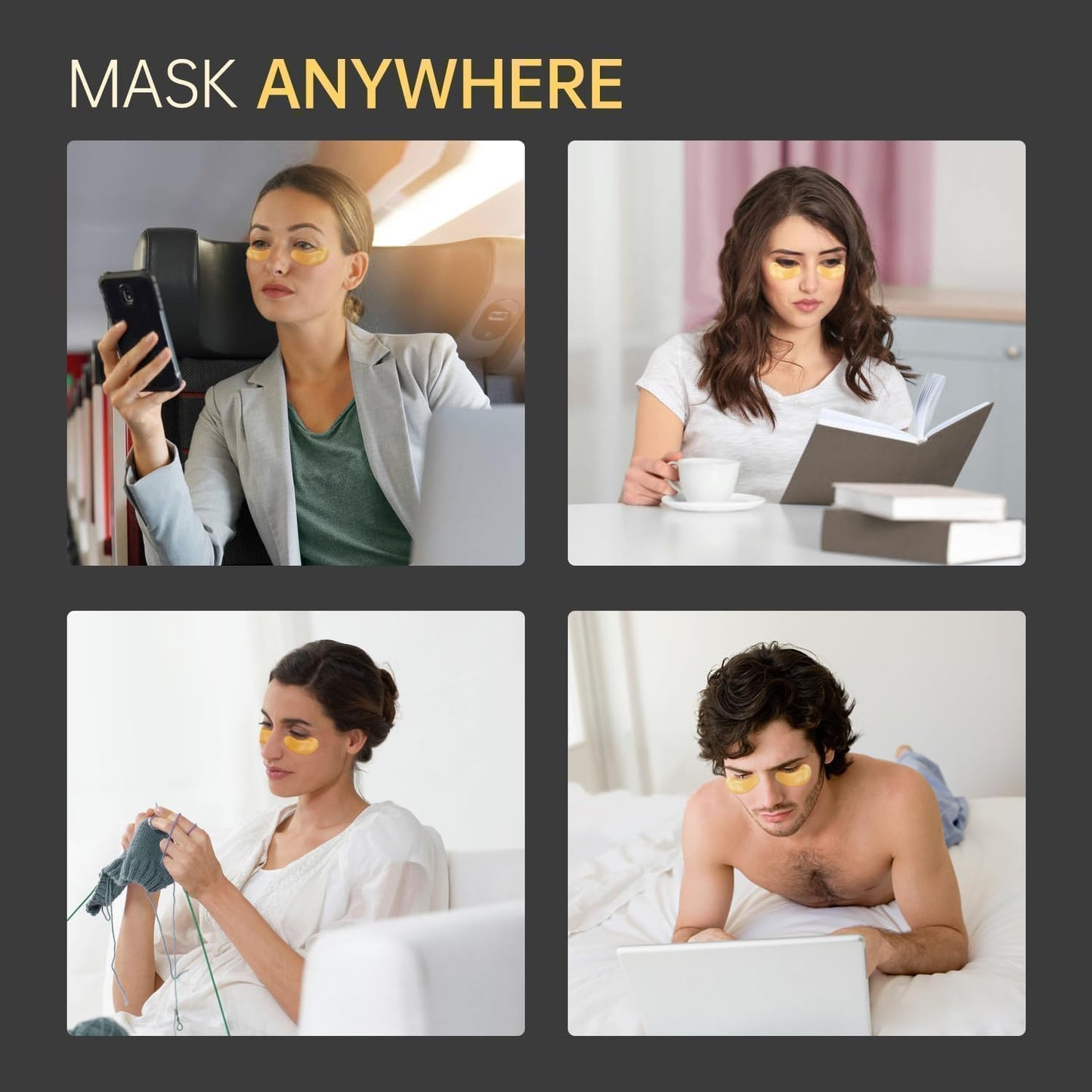 24 Pairs 24K Gold Under Eye Patches Face Masks Dark Circles Puffy Eye Bags Collagen Skincare Spa Trip Gift Eye Mask