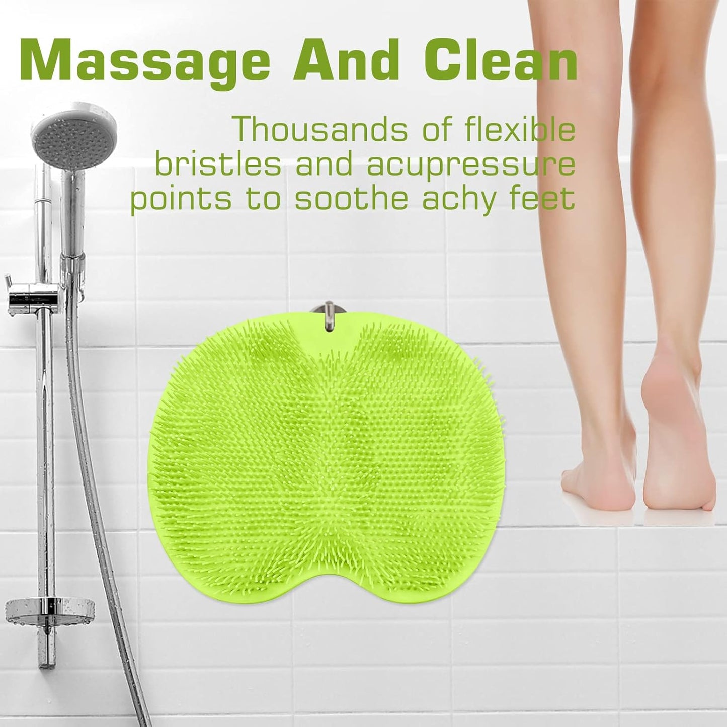 Shower Foot Scrubber Mat Back Washer Back Exfoliating Bath Wash Pad Wall Mounted Slip Suction Cups Foot Scrubber for Use in Shower Cups Foot Cleaner for Men and Women